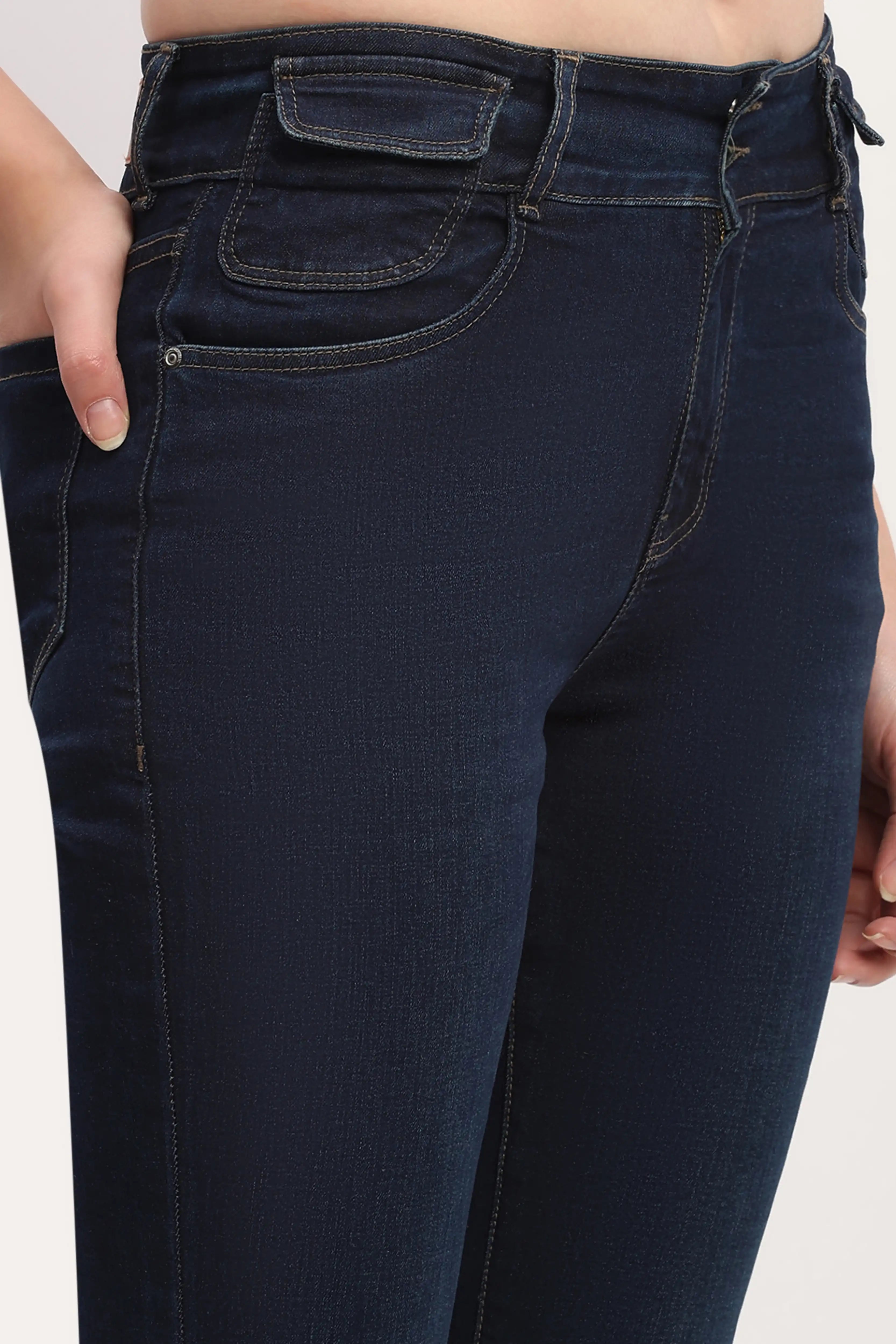 Dark Blue Mid Rise Bootcut Jeans
