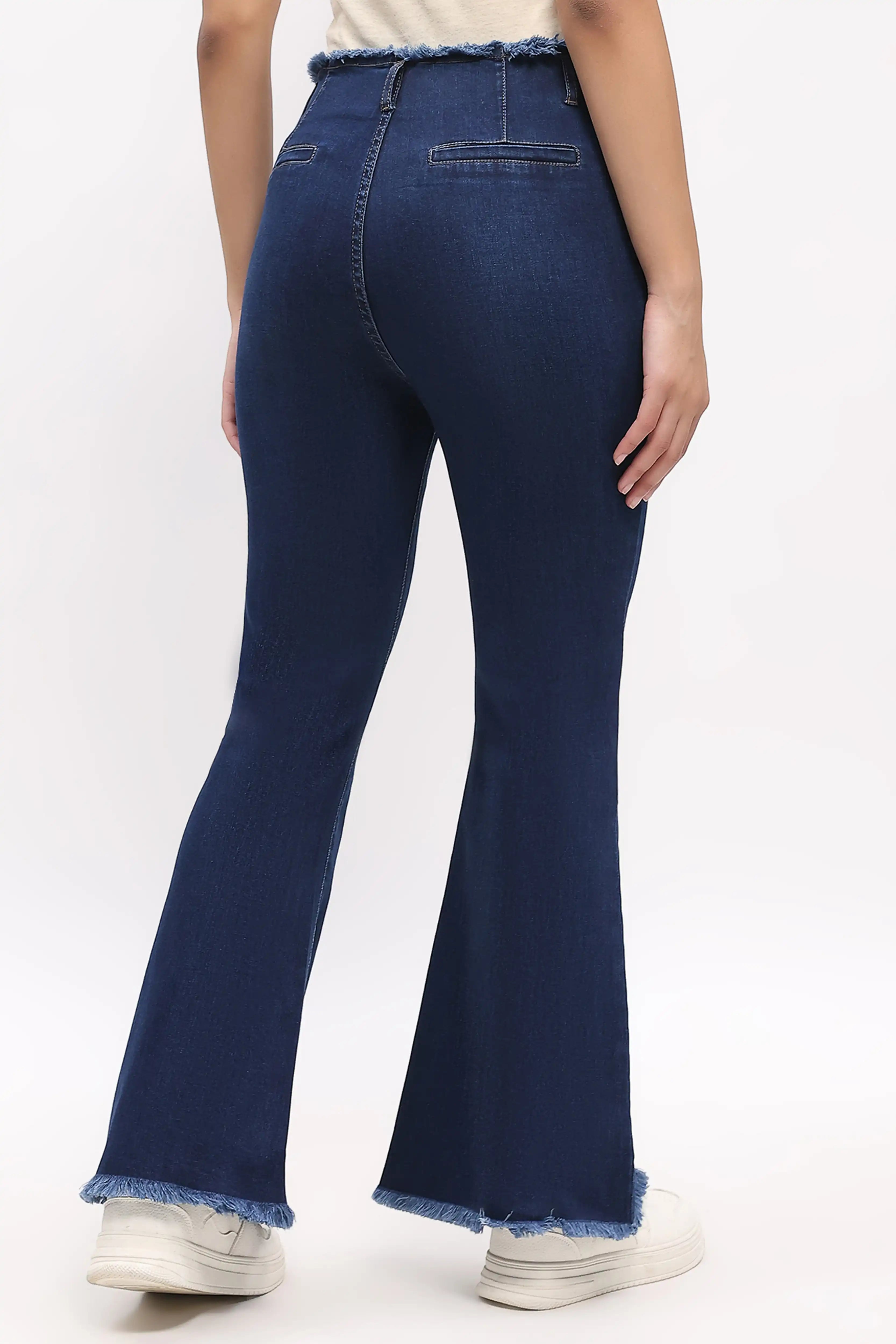 Frayed Waist Bootcut Jeans