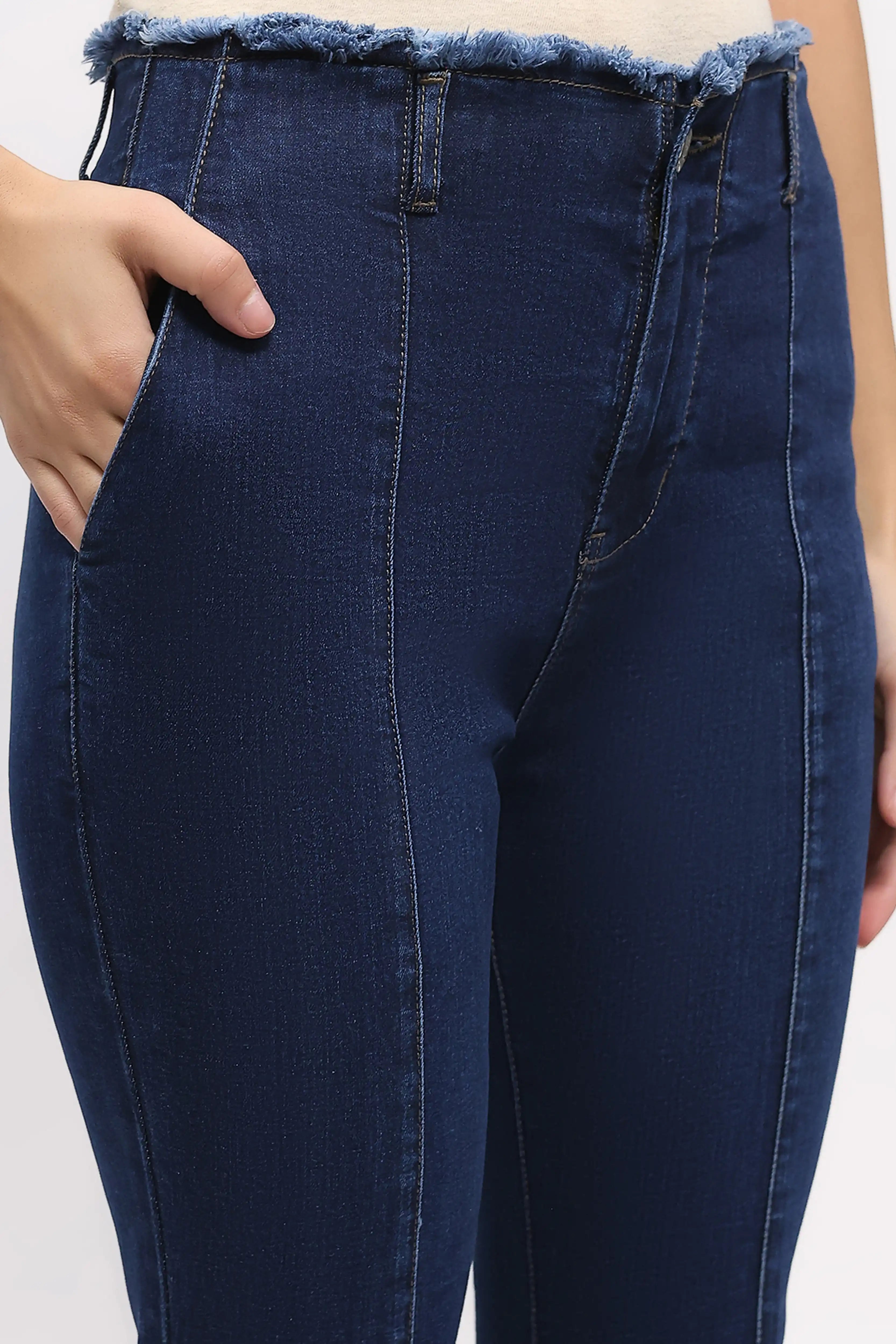 Frayed Waist Bootcut Jeans