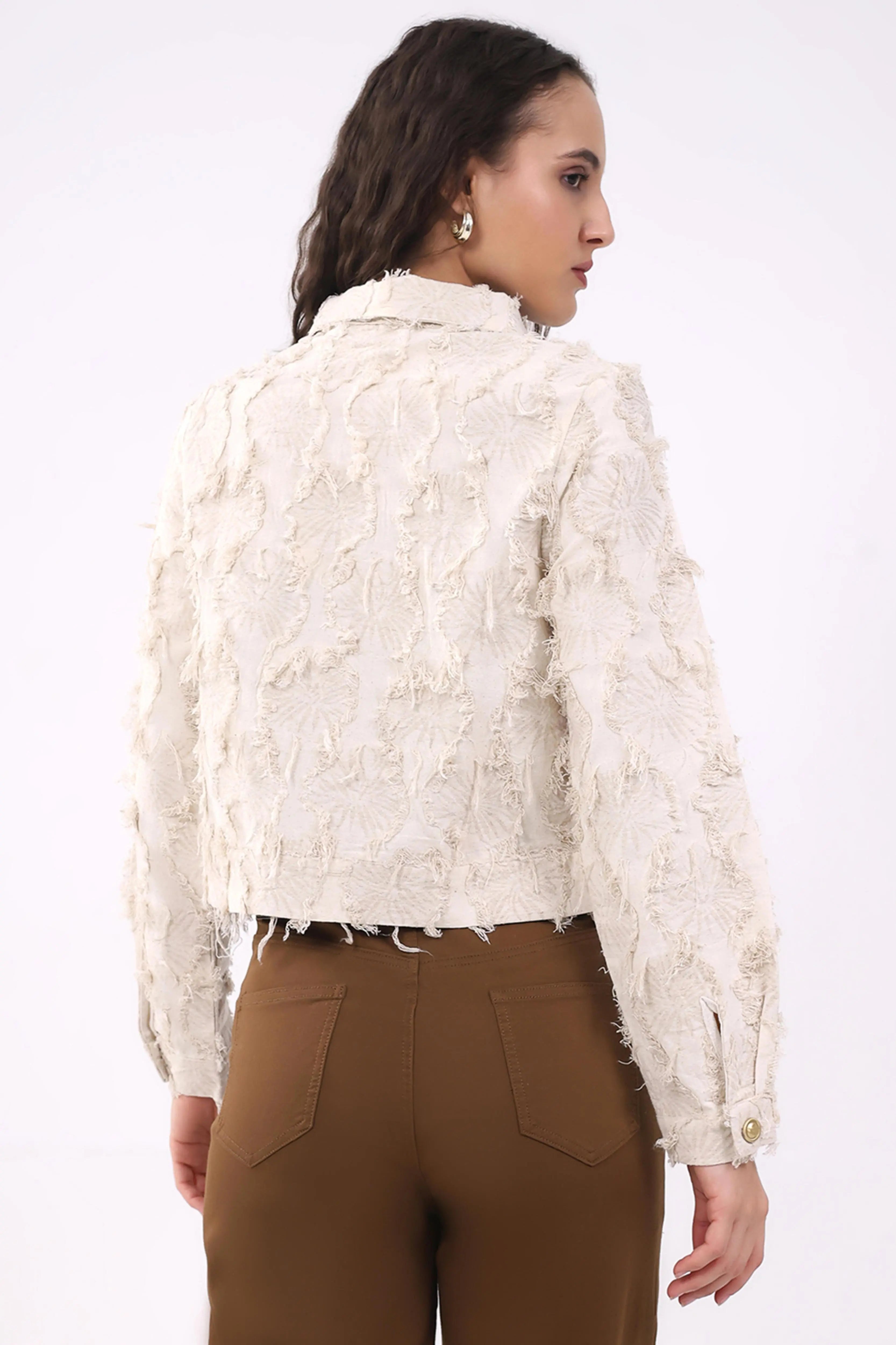 Beige Textured Cotton Shacket - Global Republic