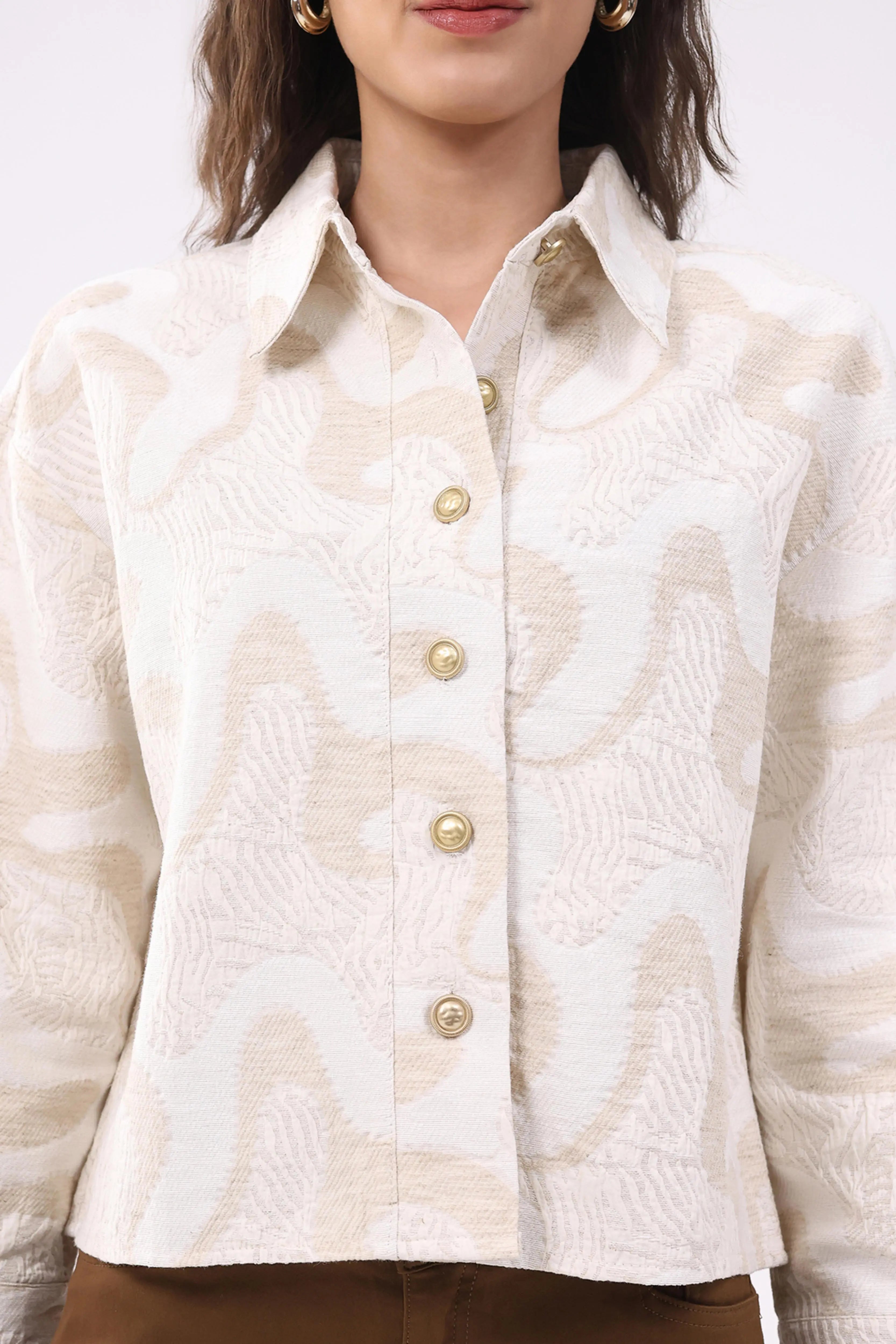 Beige Textured Linen-Blend Shirt - Global Republic