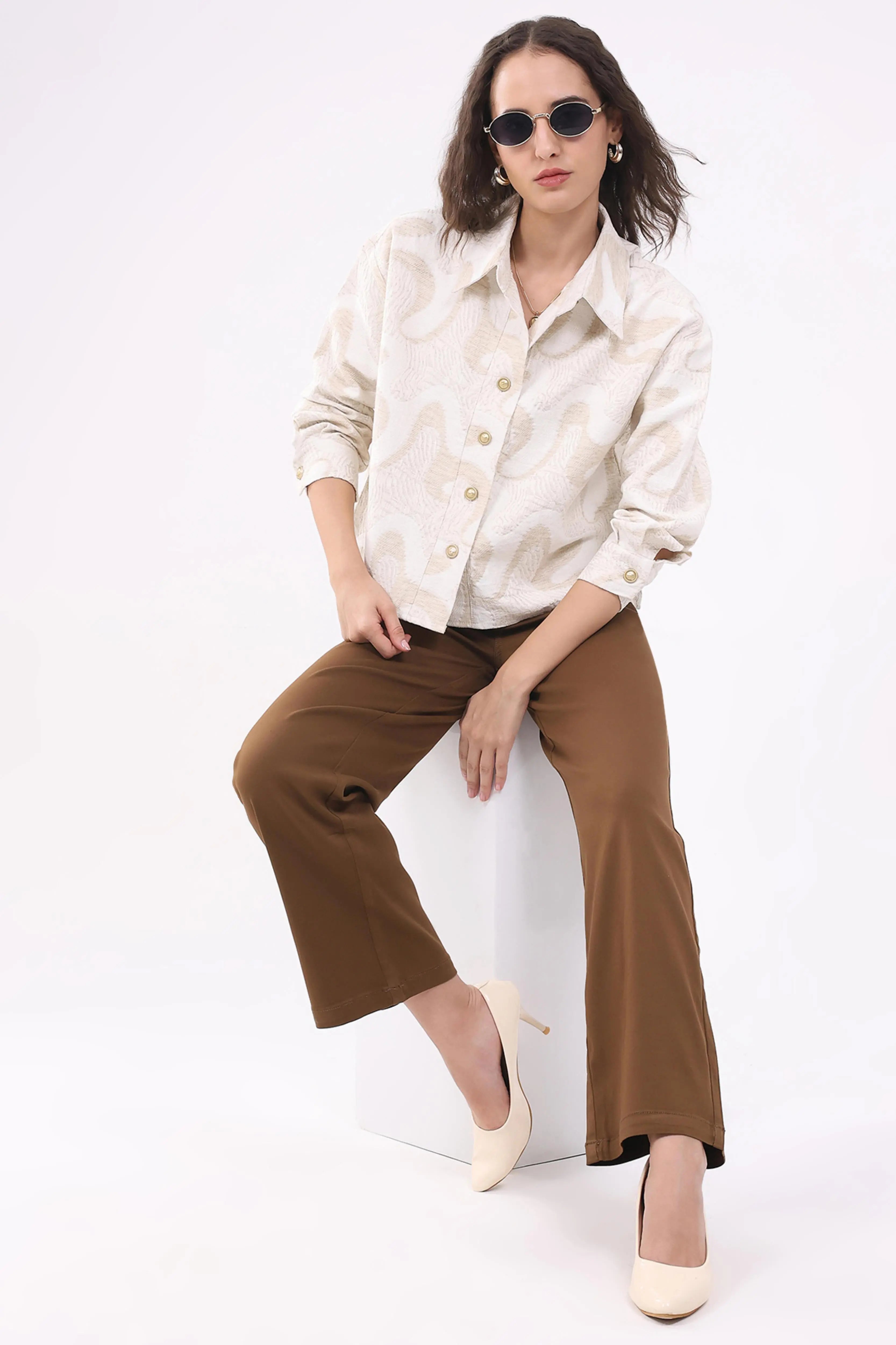 Beige Textured Linen-Blend Shirt - Global Republic