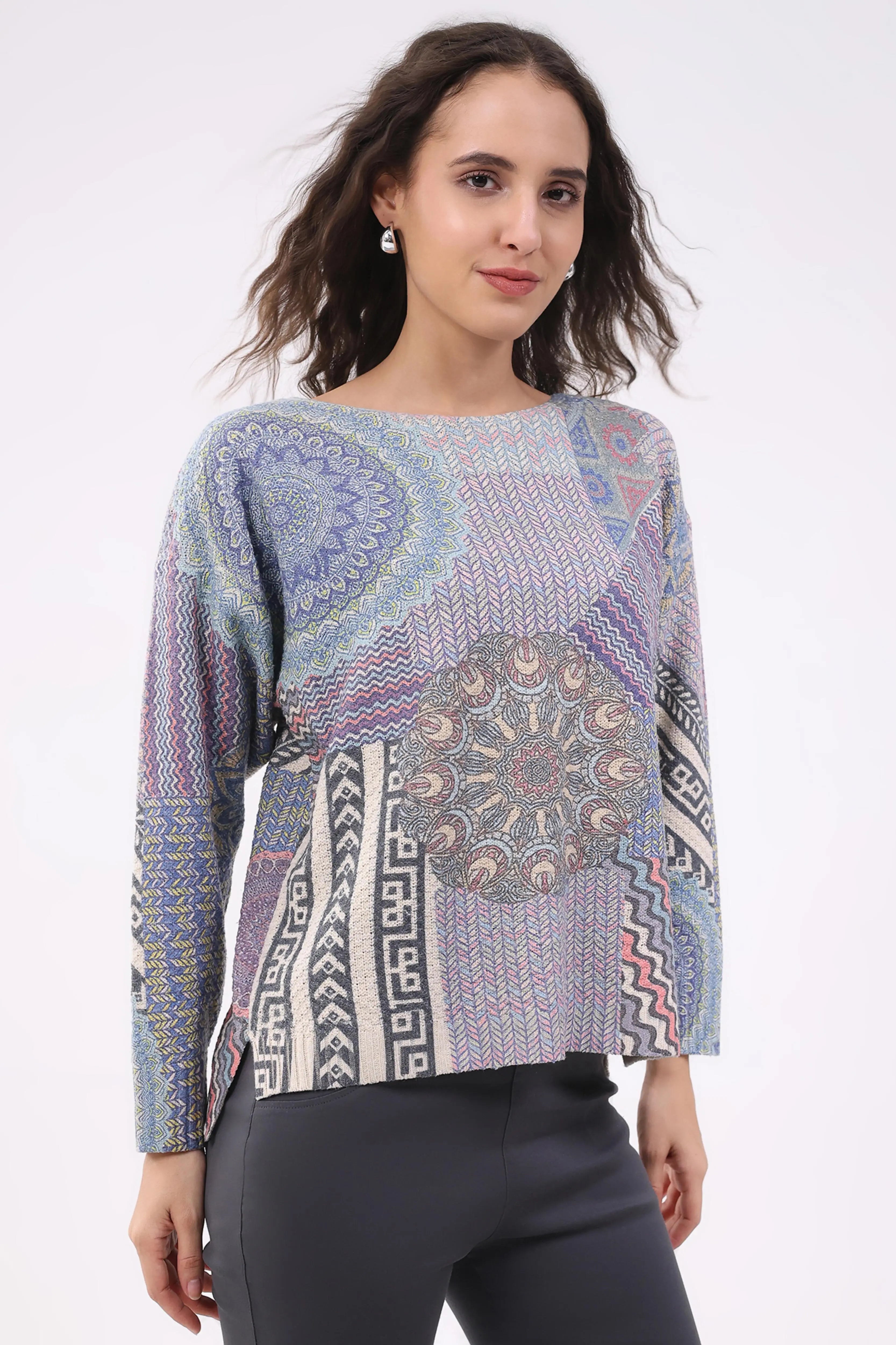Multicolour Printed Cotton Pullover - Global Republic