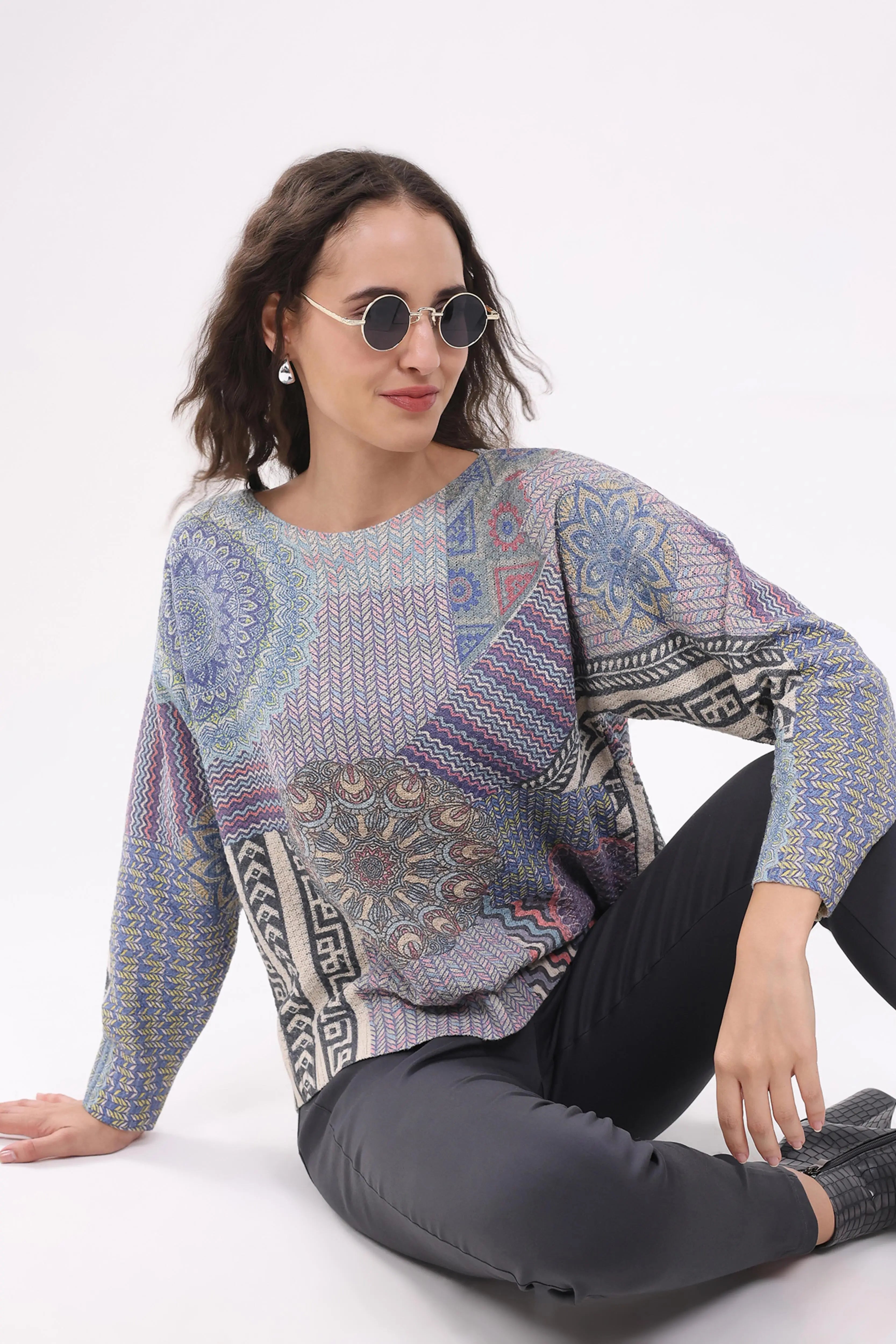 Multicolour Printed Cotton Pullover - Global Republic