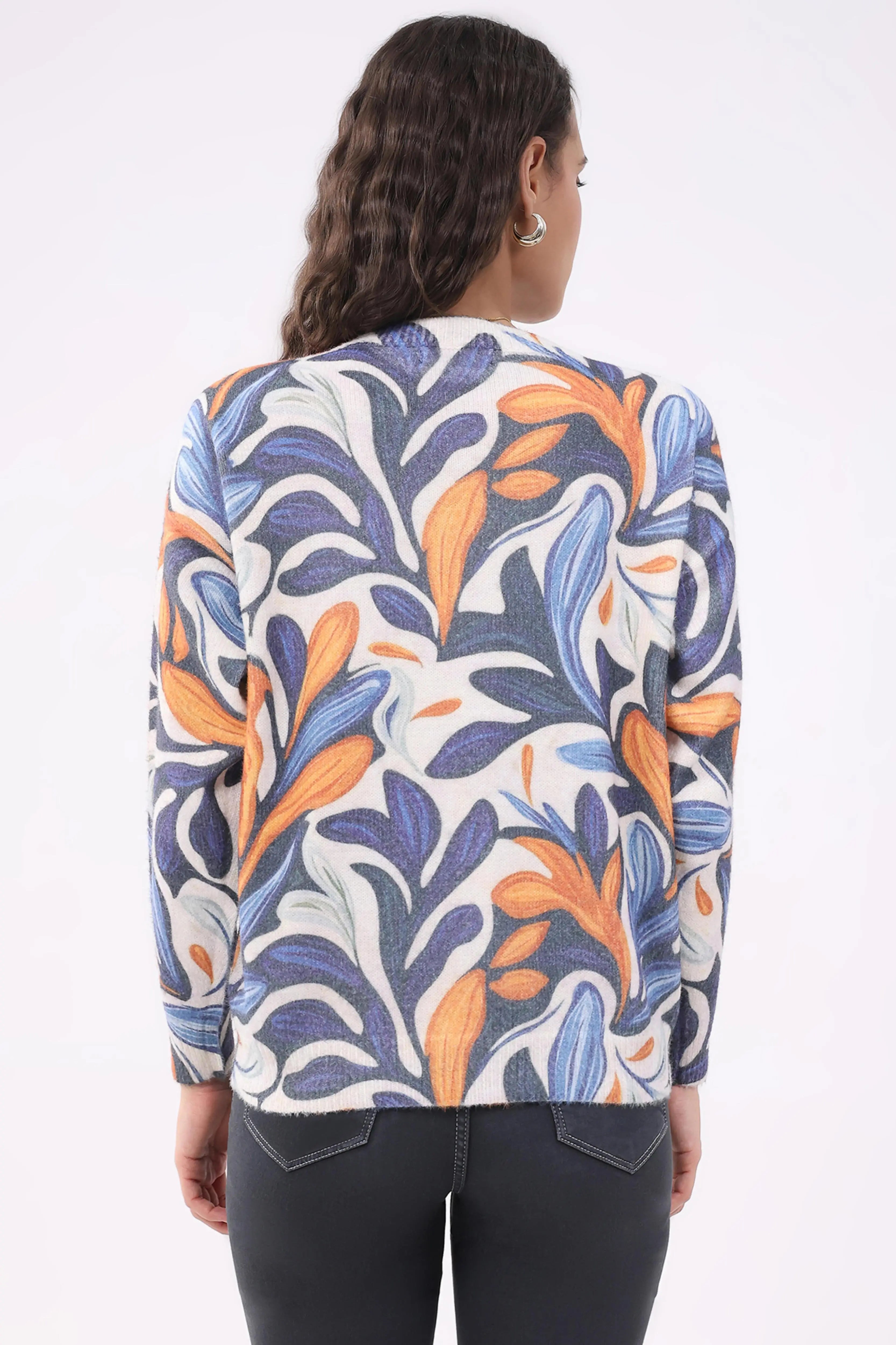 Multicolour Printed Wool Blend Pullover - Global Republic