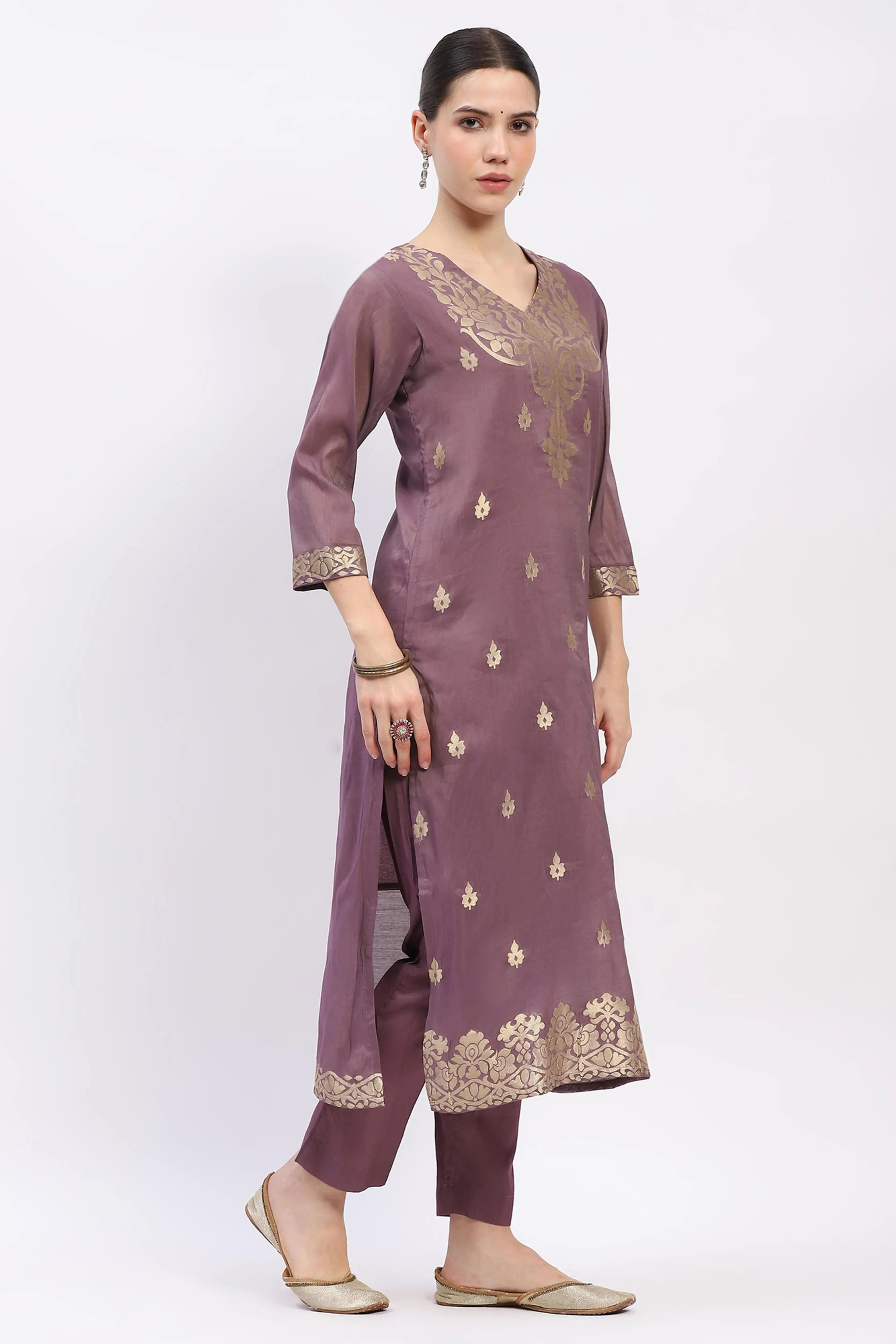Festive Chanderi Ethnic Suit Set - Global Republic