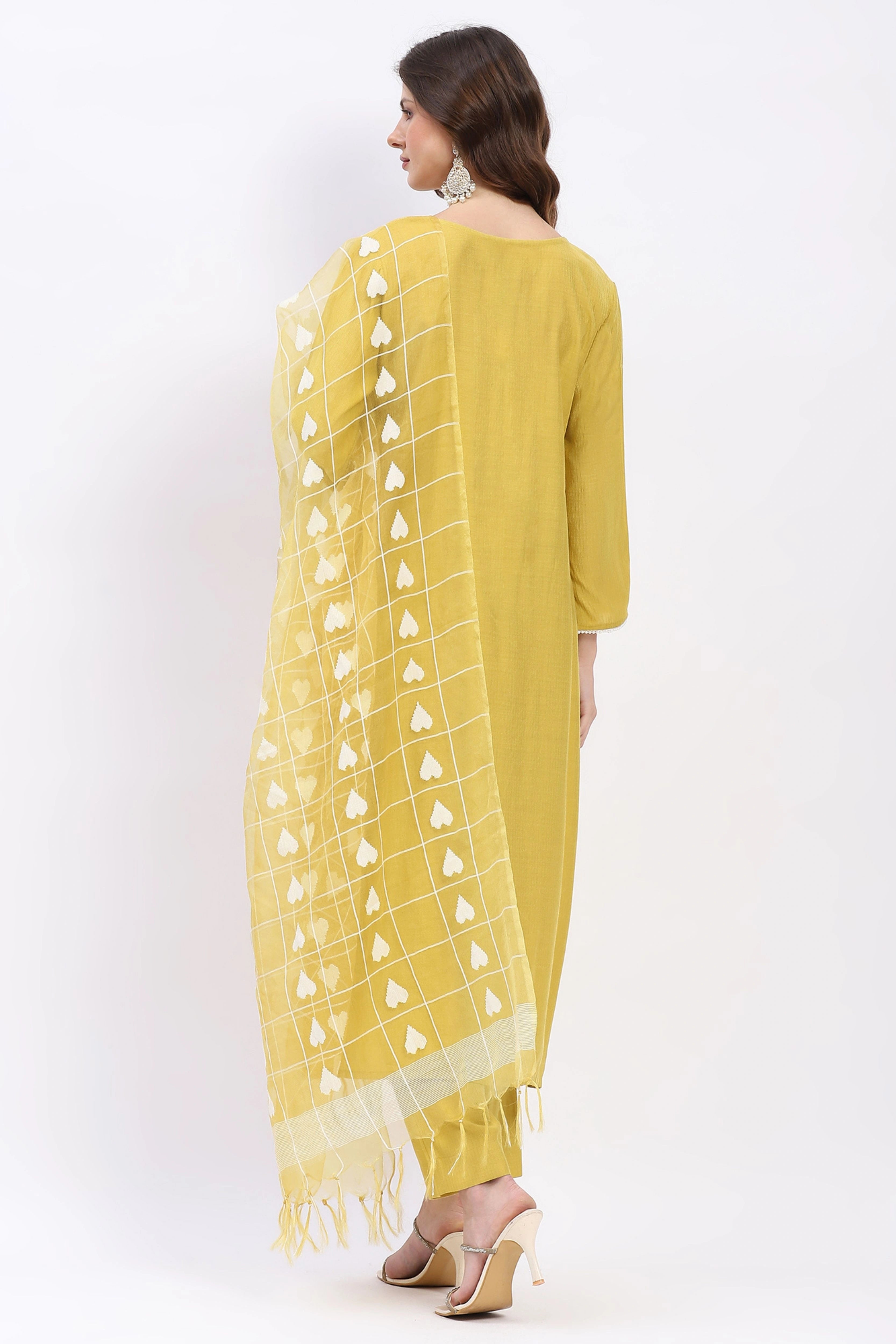 Embellished Muslin Suit Set