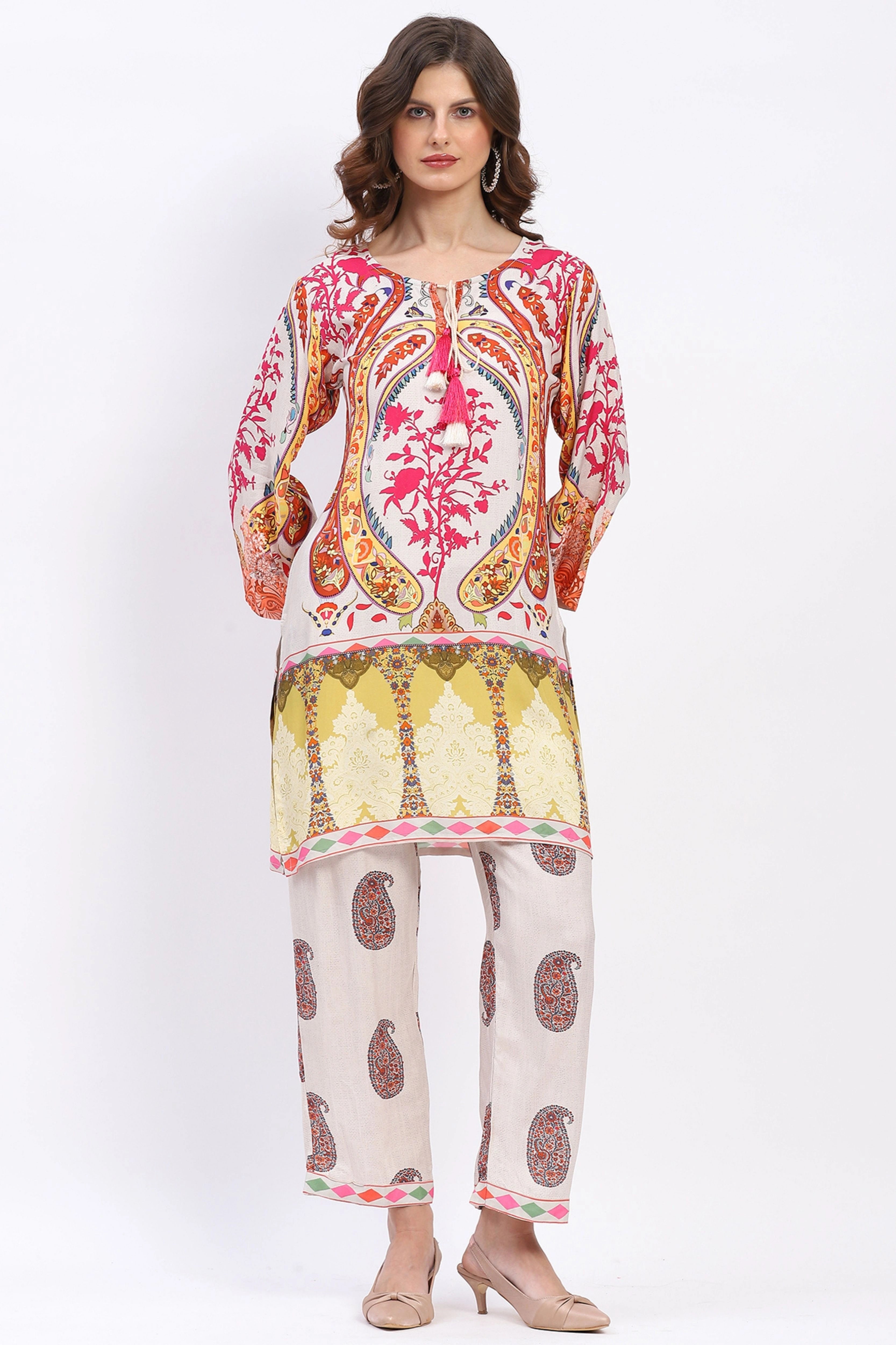 Paisley Print Rayon Kurta Set