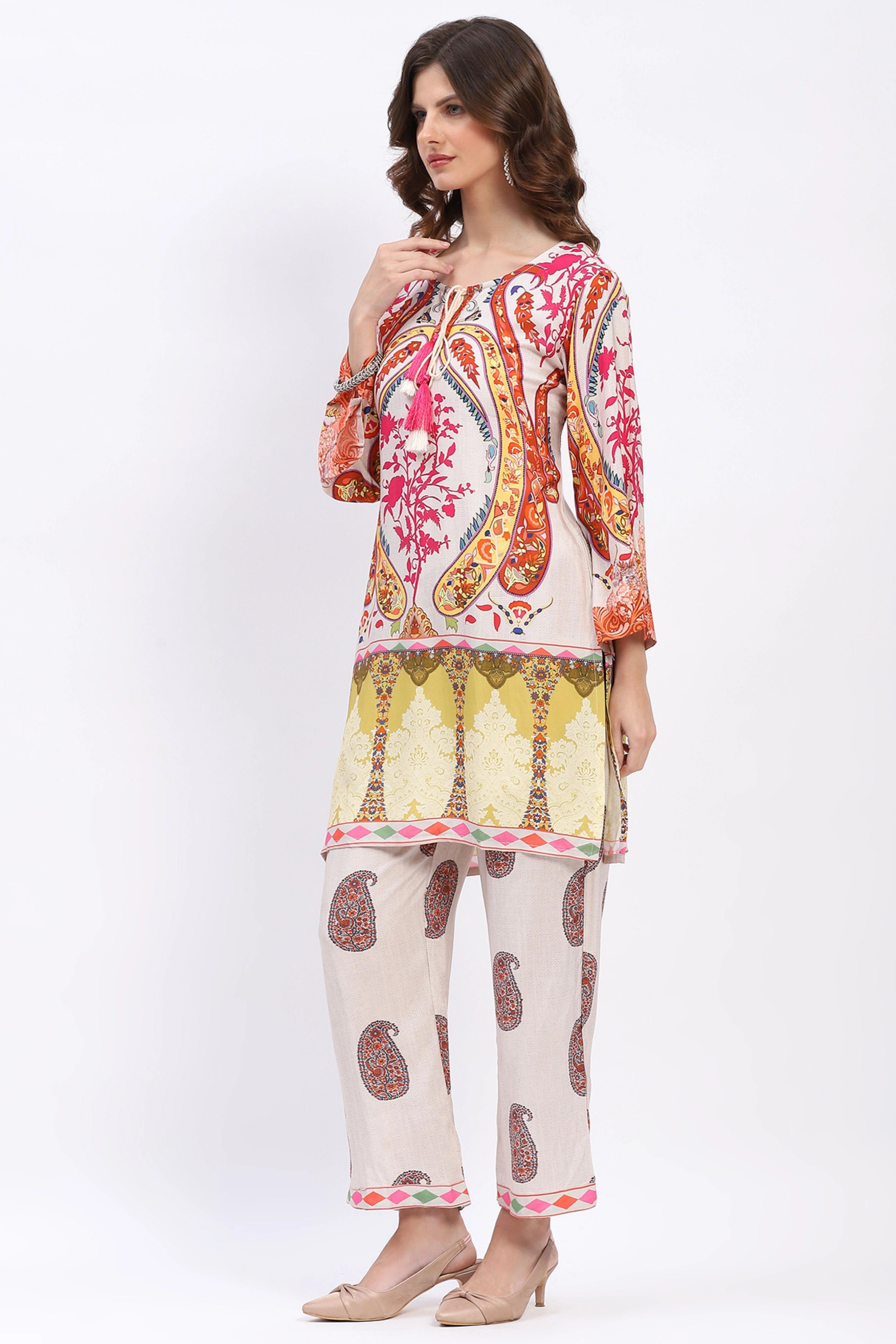 Paisley Print Rayon Kurta Set - Global Republic