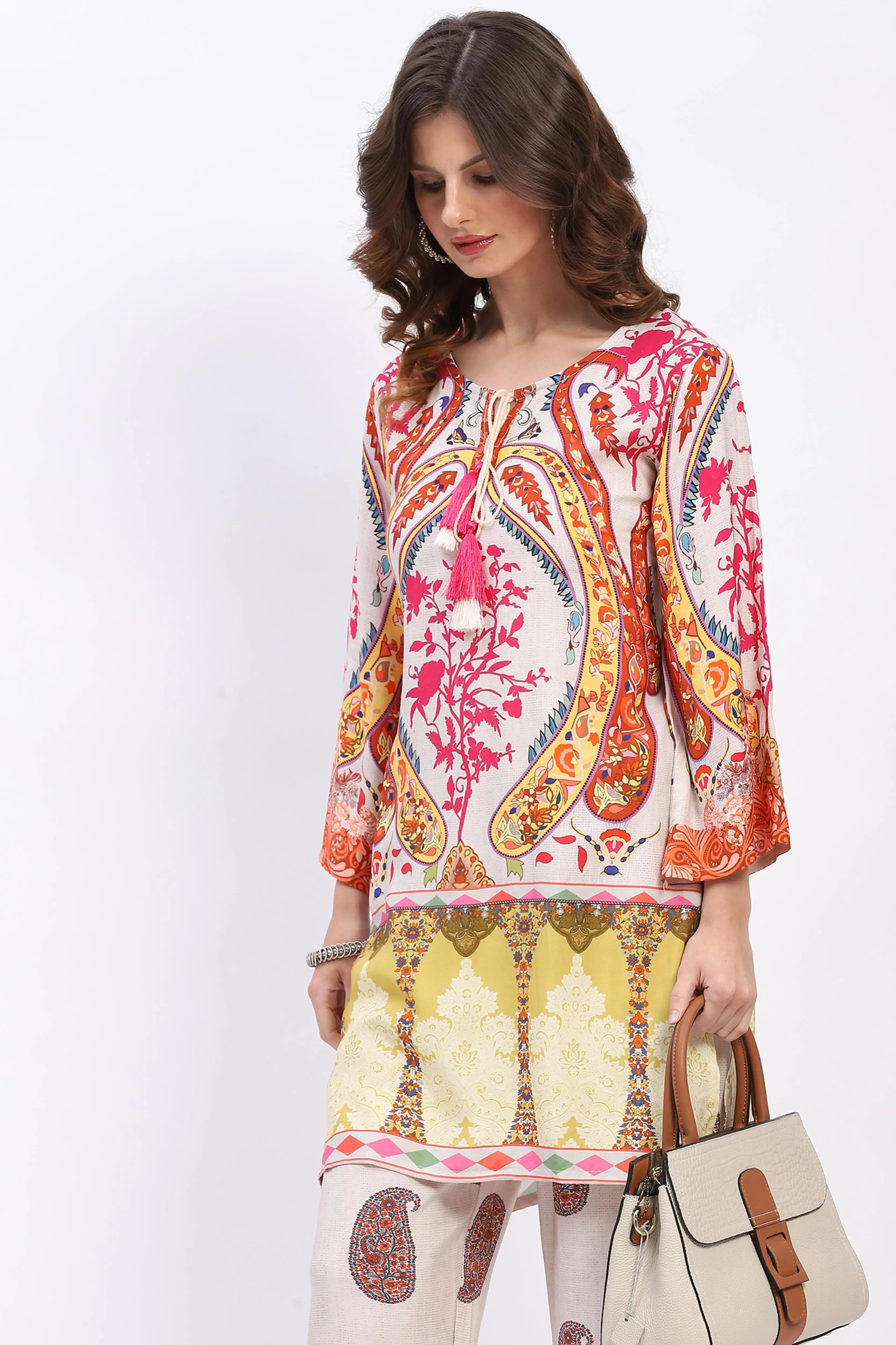 Paisley Print Rayon Kurta Set - Global Republic