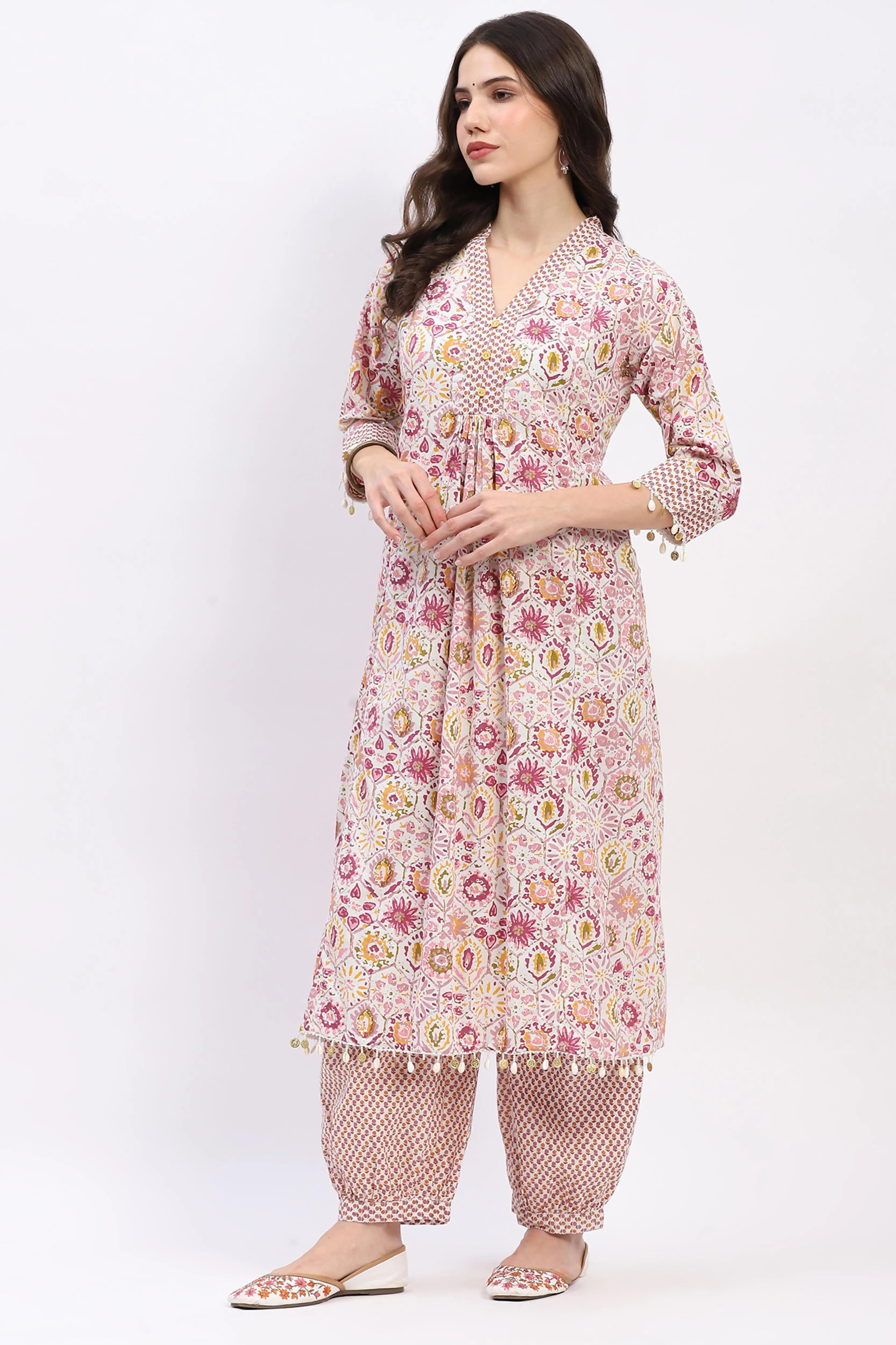 Cotton Floral Kurta Set - Global Republic