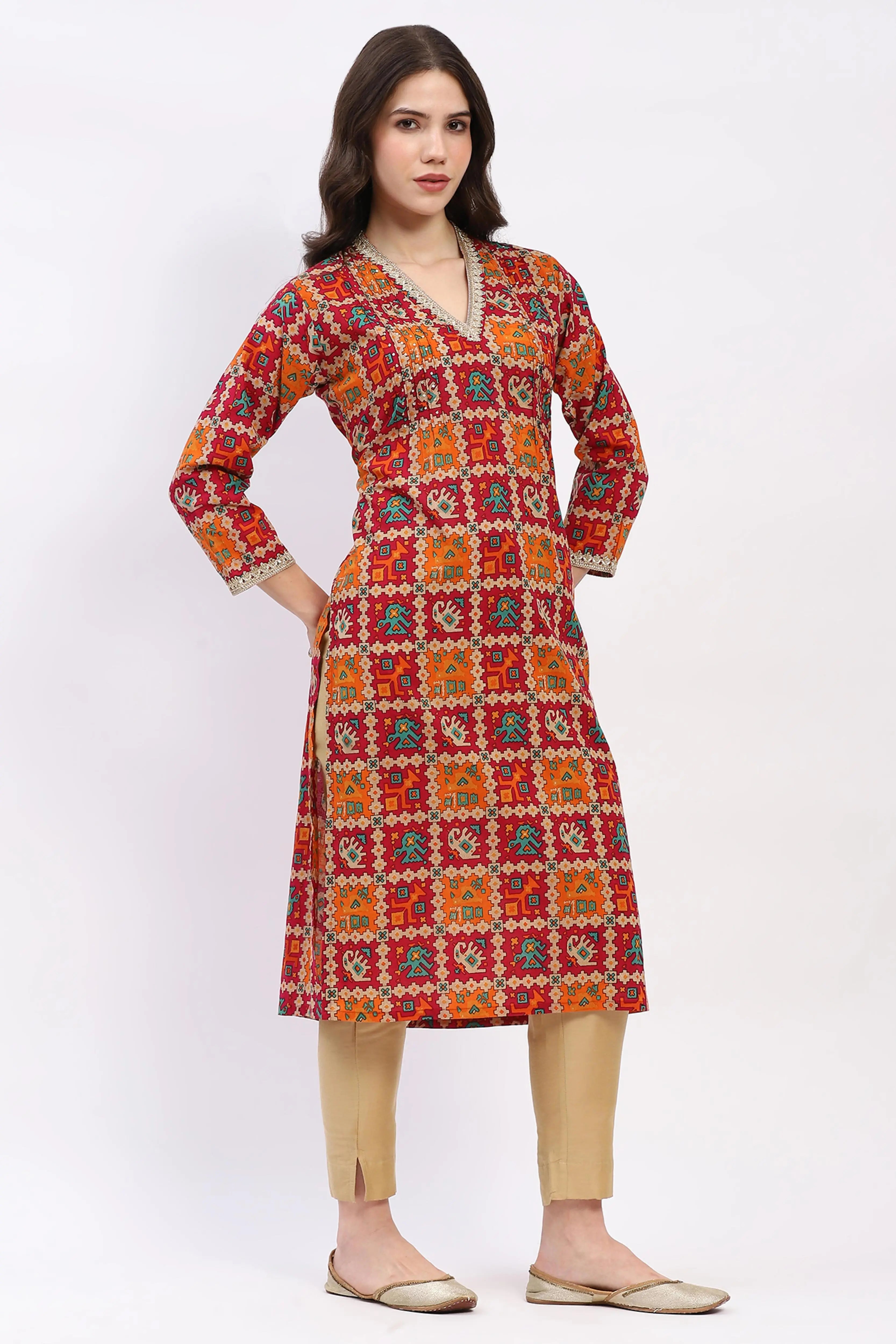 Printed Cotton Kurta - Global Republic