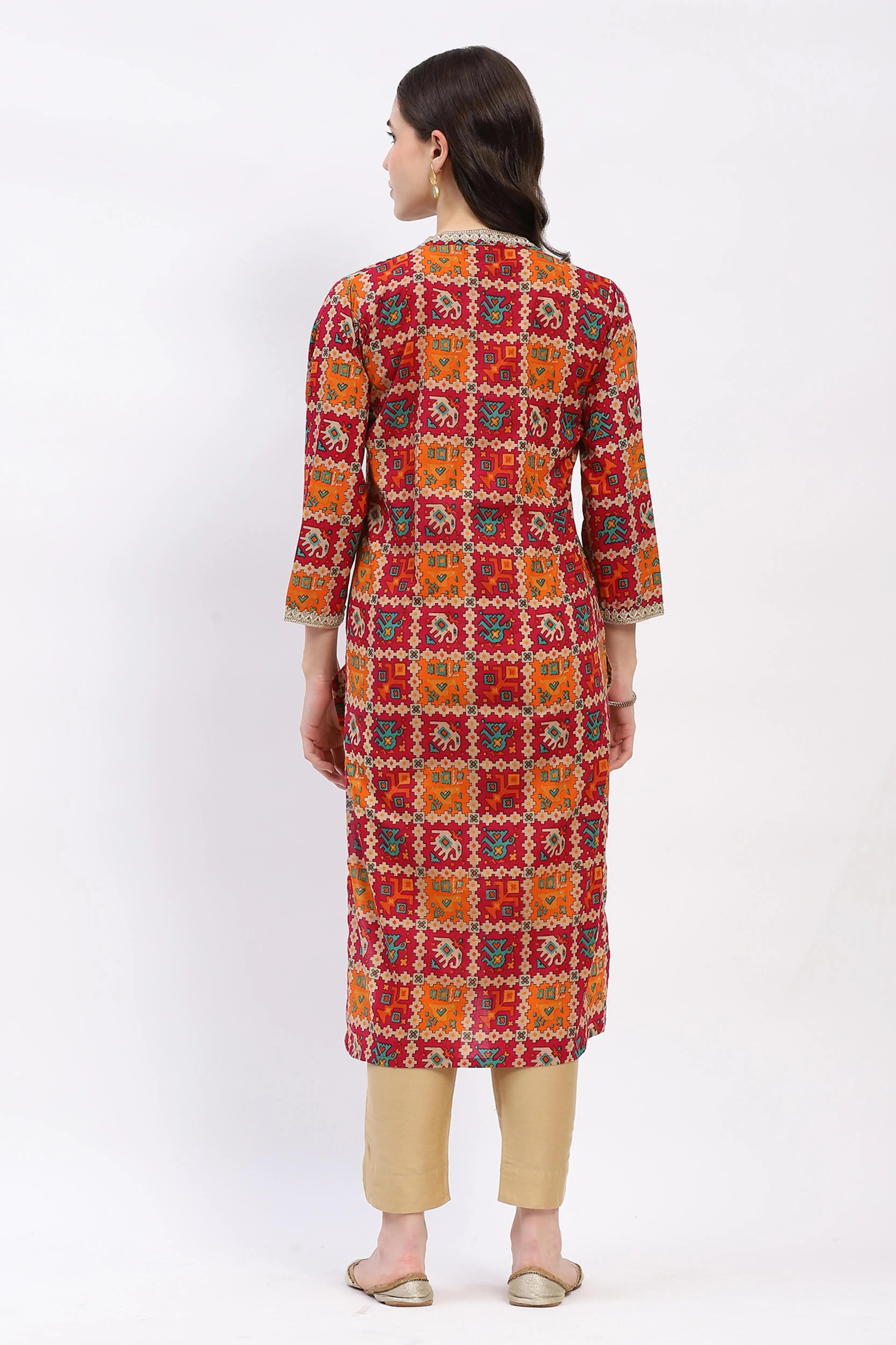 Printed Cotton Kurta - Global Republic