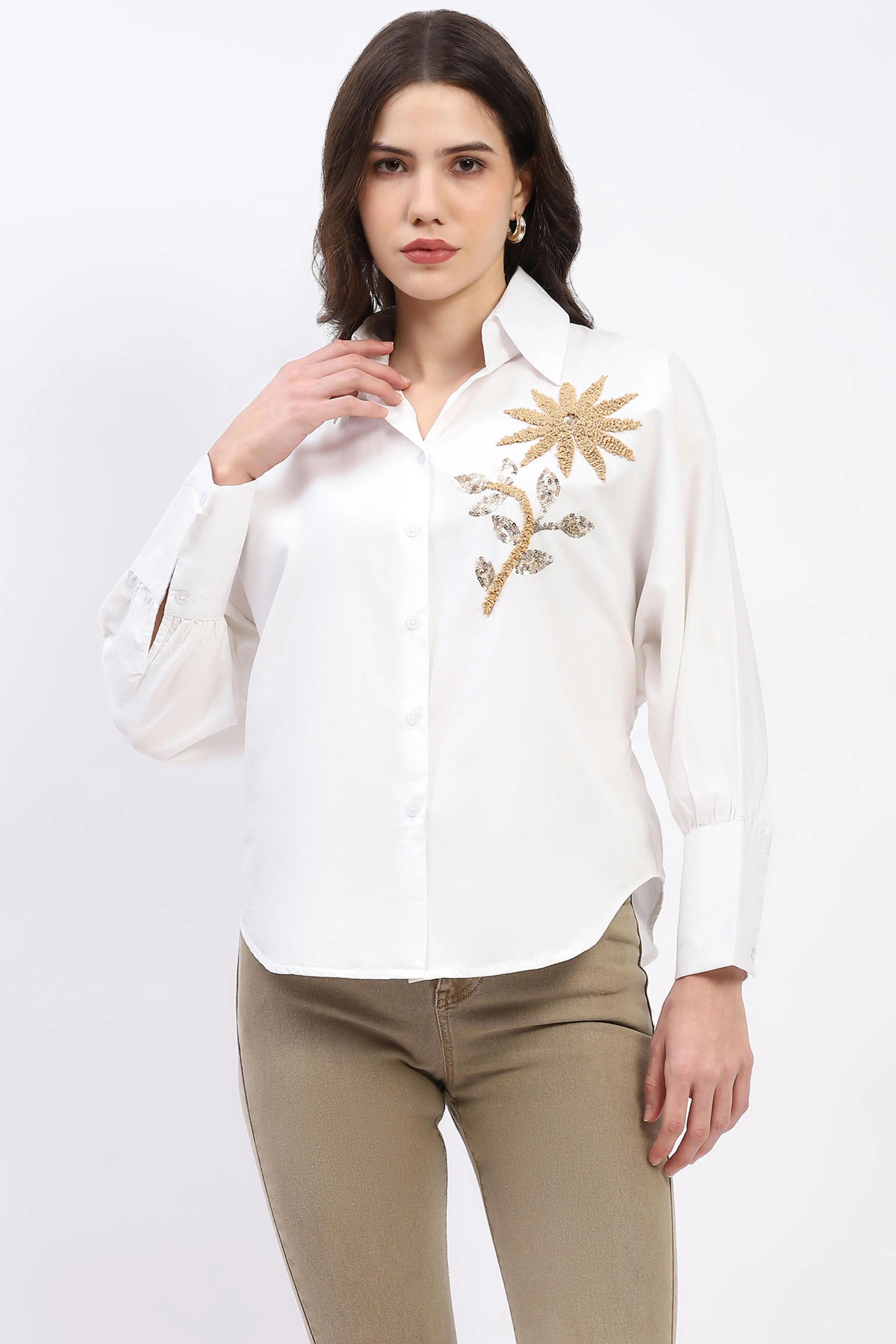 Embellished Cotton Shirt Top - Global Republic