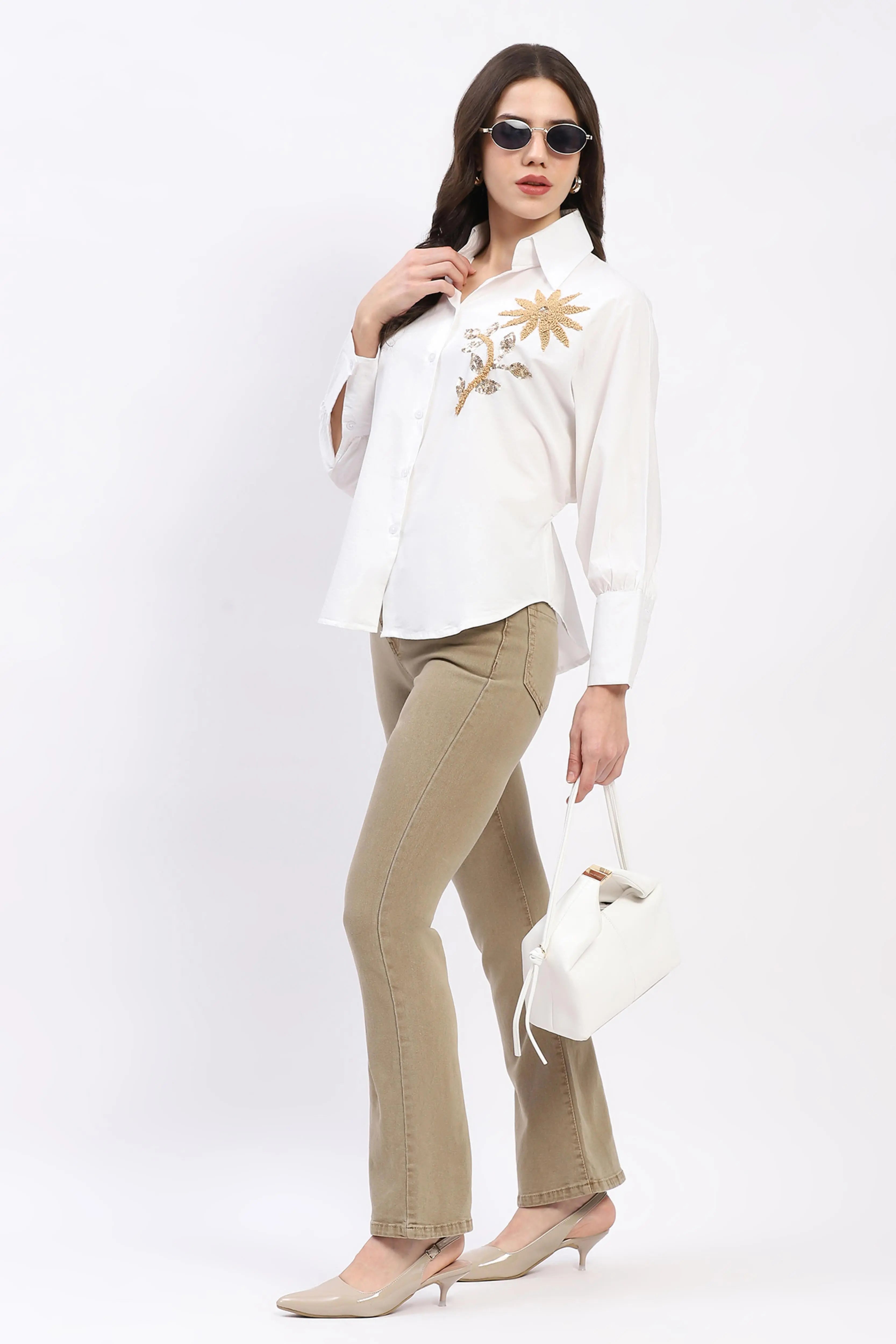 Embellished Cotton Shirt Top - Global Republic