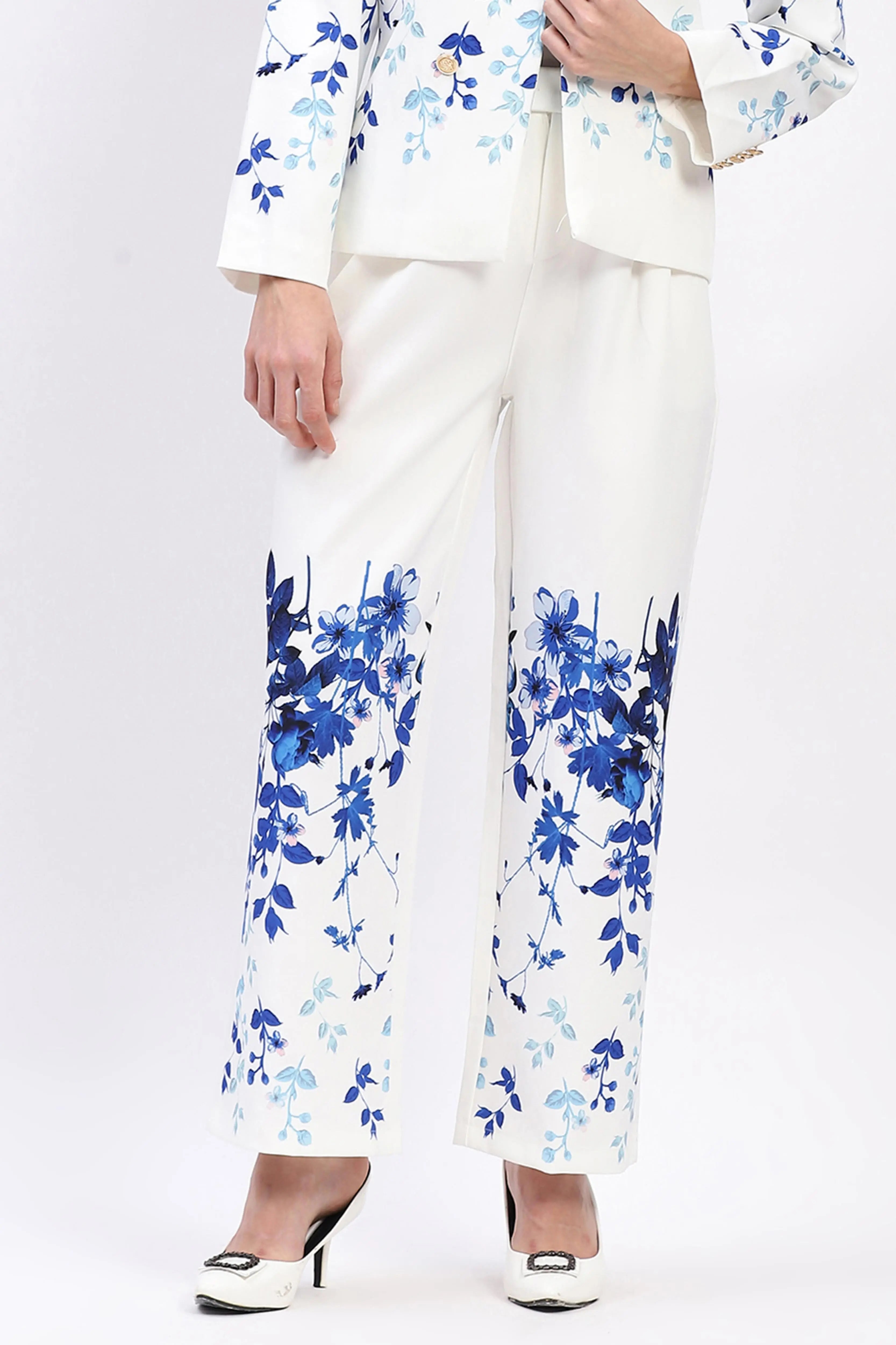 Elegant Floral Straight-Fit Trousers - Global Republic