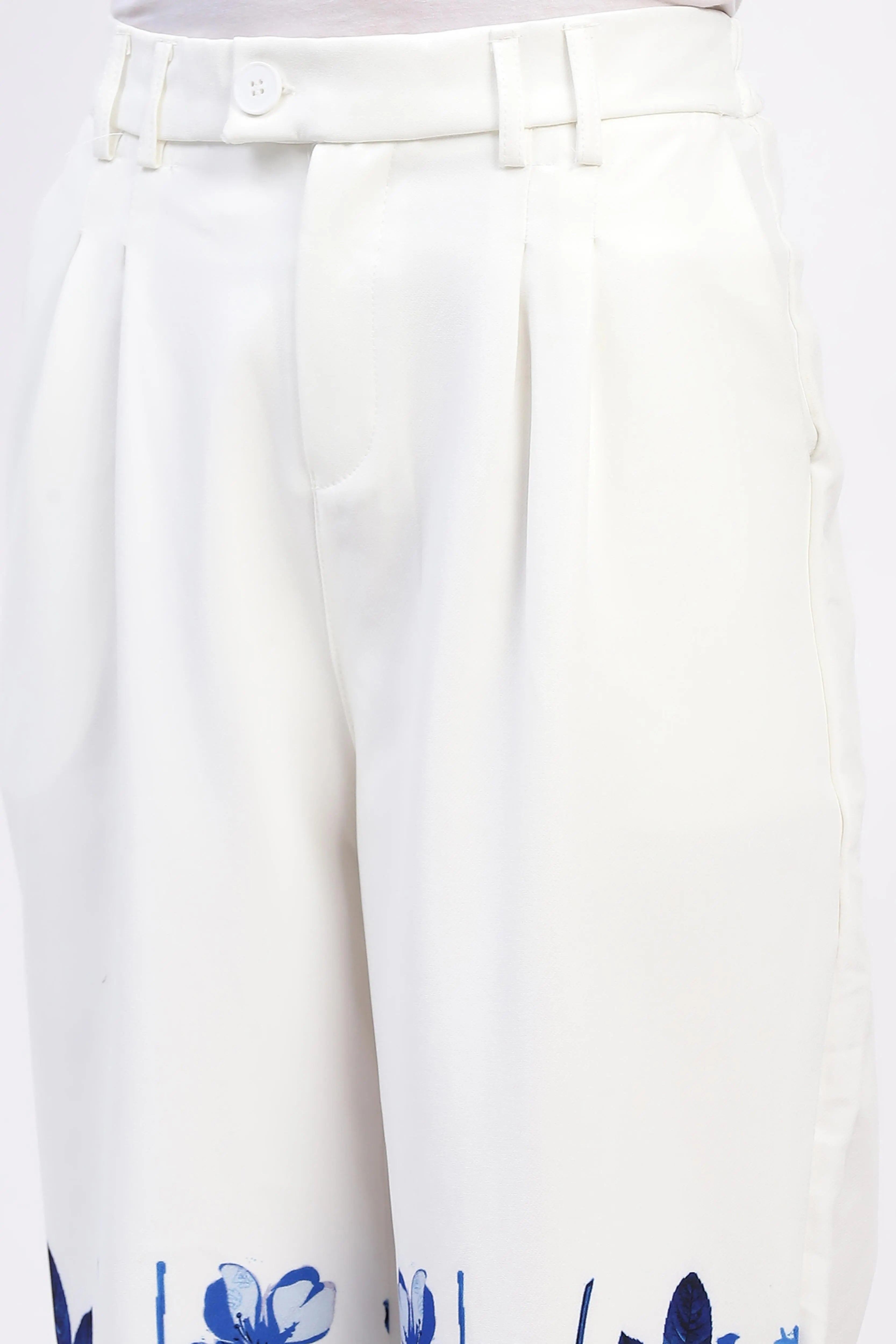Elegant Floral Straight-Fit Trousers - Global Republic