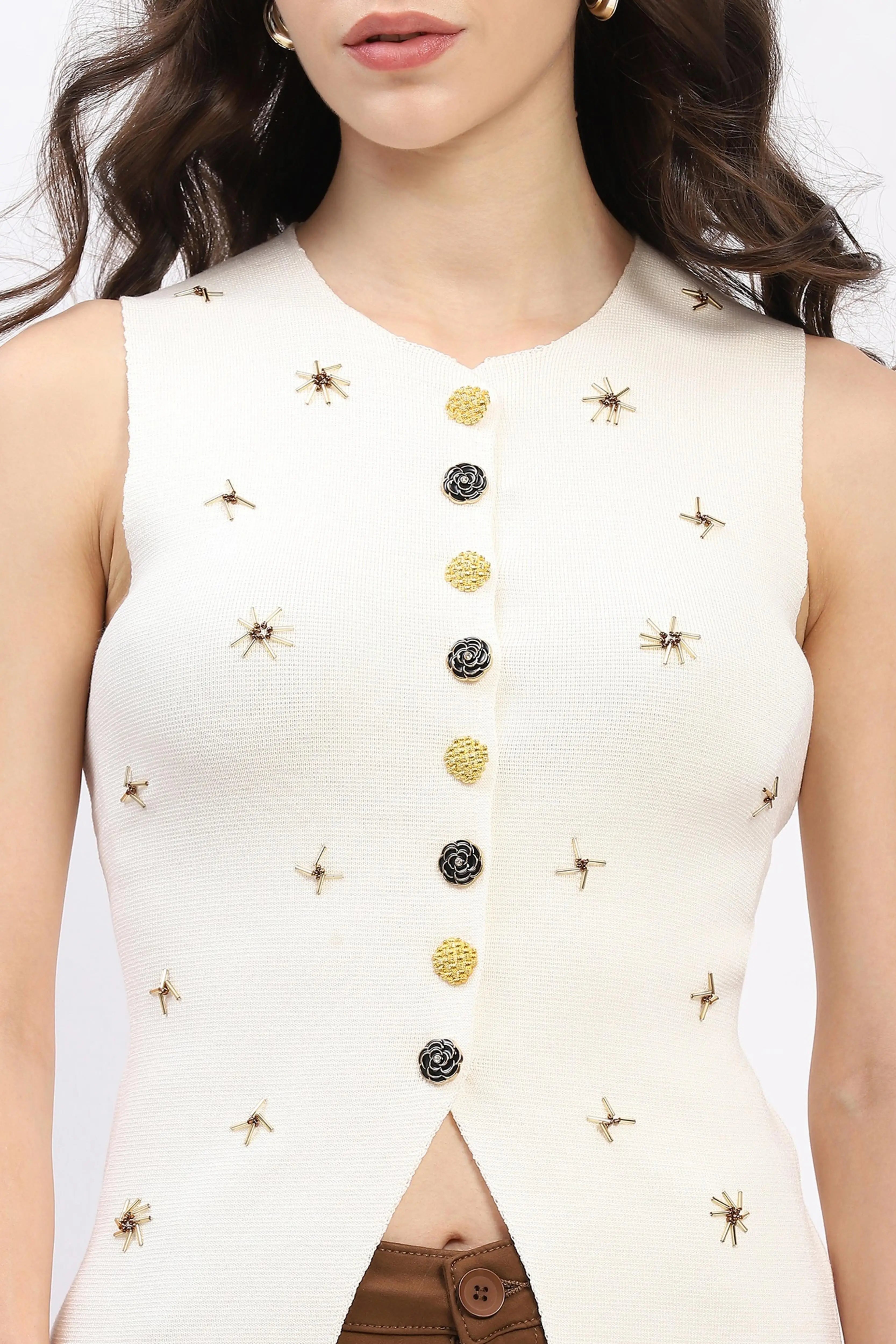 Embellished Floral Waistcoat - Global Republic