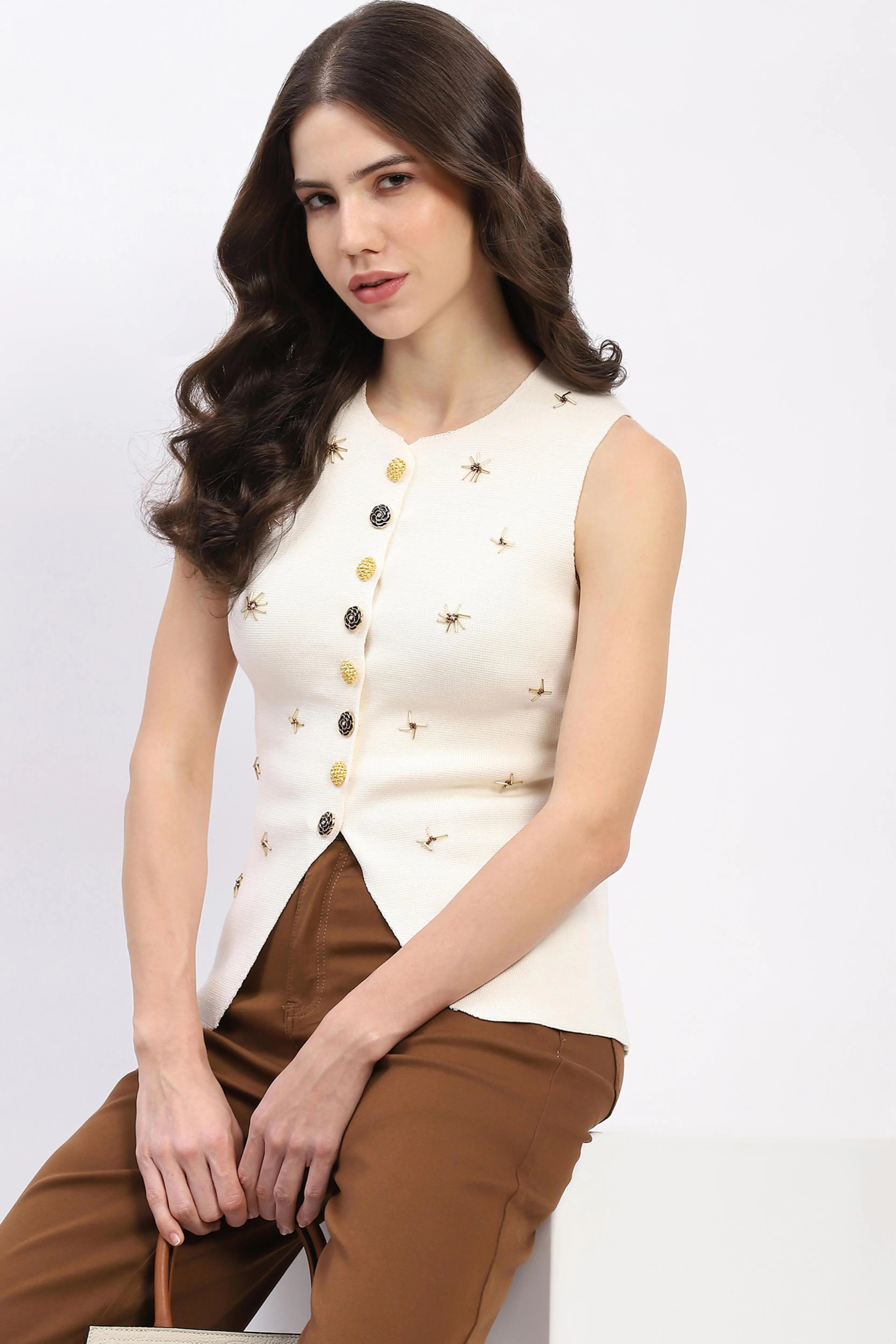 Embellished Floral Waistcoat - Global Republic