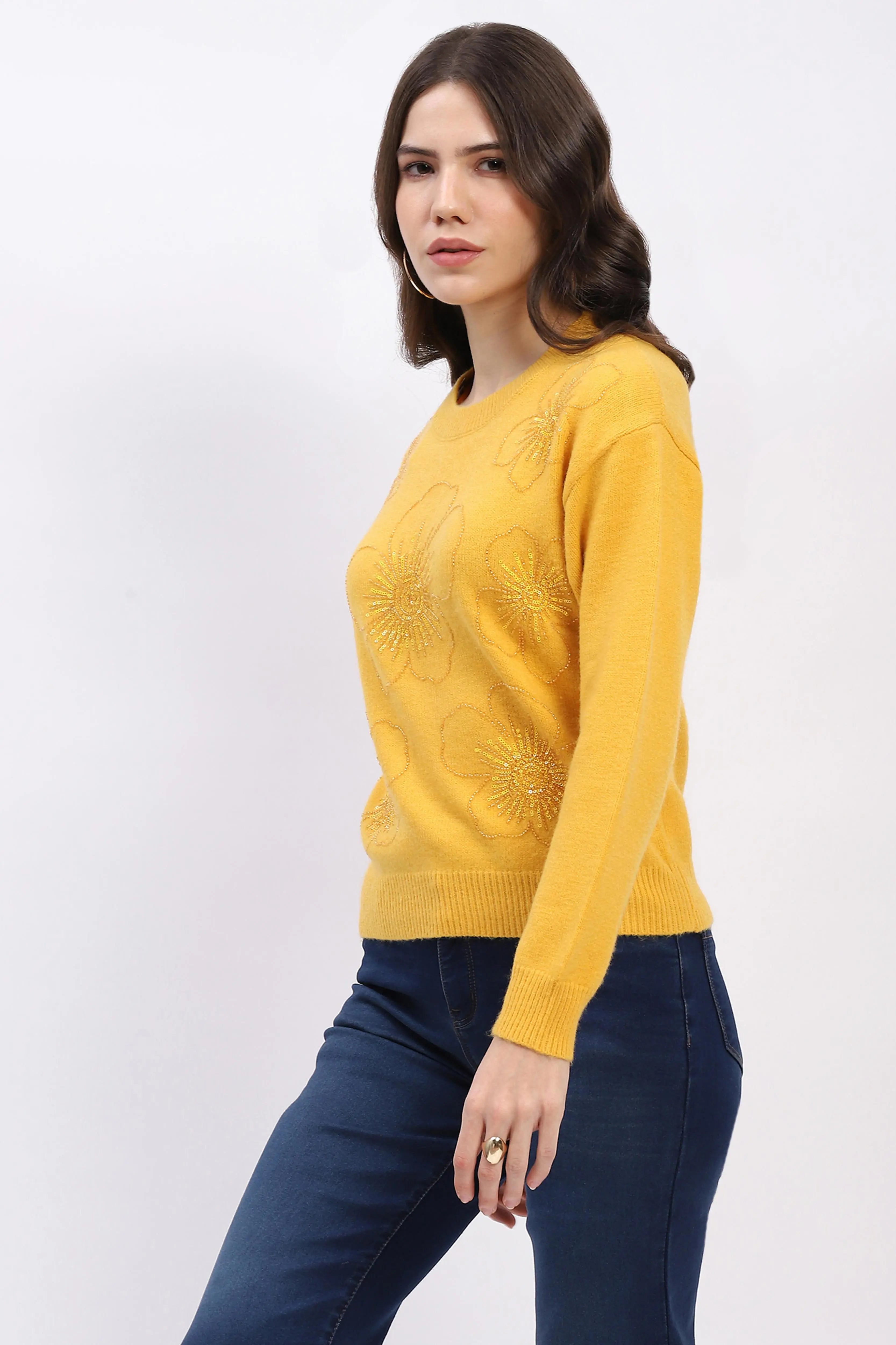 Floral Embellished Winter Pullover - Global Republic