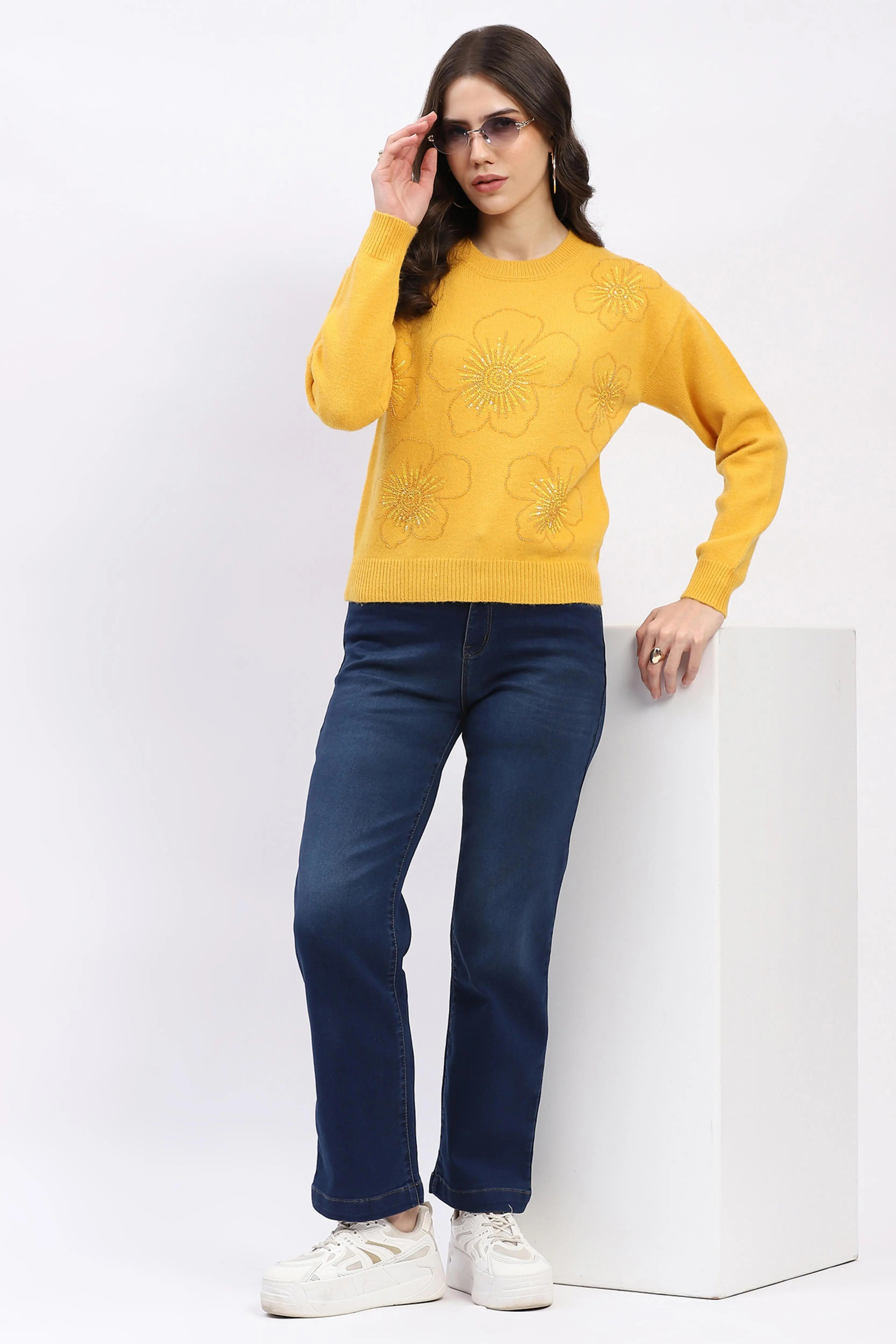 Floral Embellished Winter Pullover - Global Republic