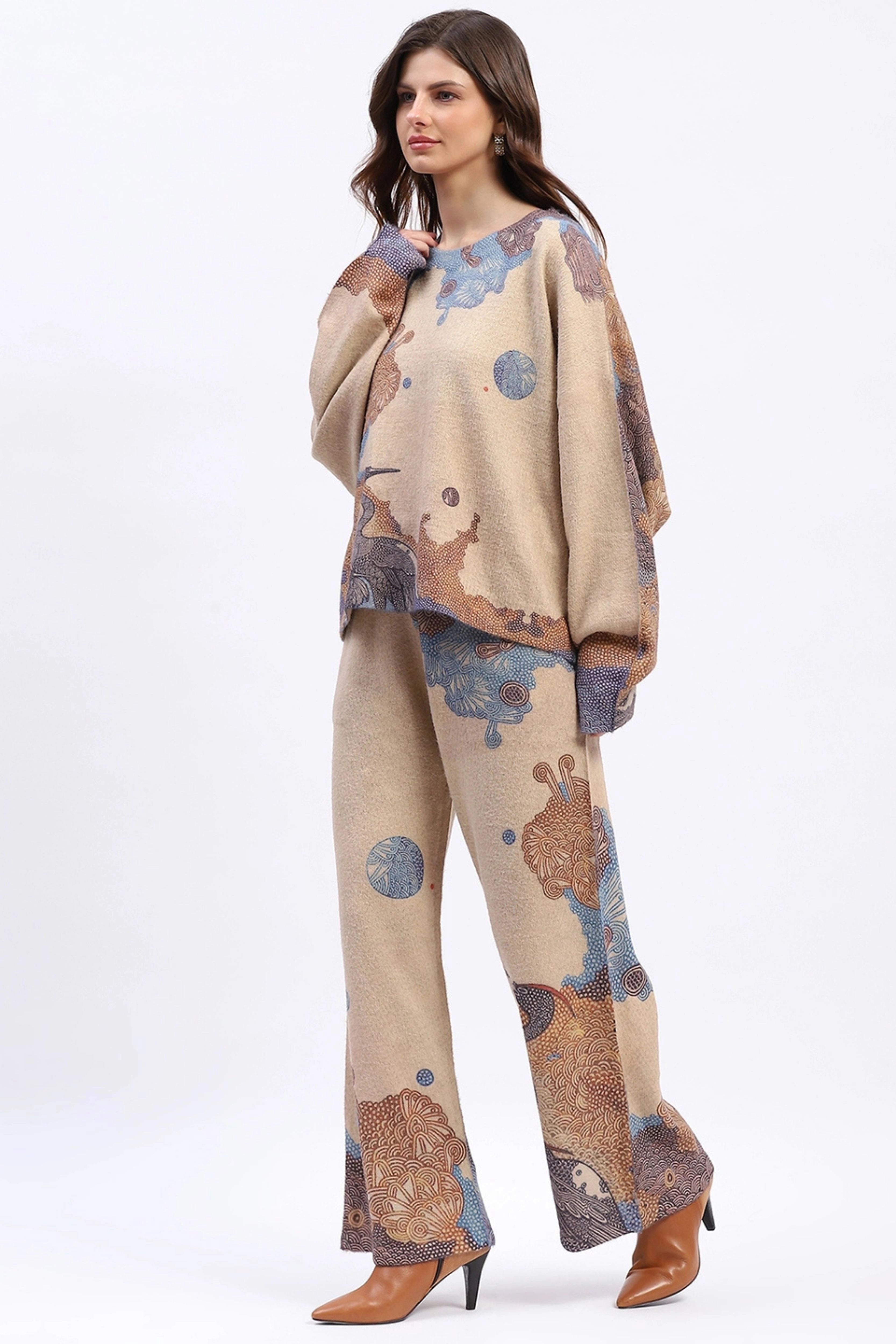 Abstract Print Loose-Fit Co-ord Set