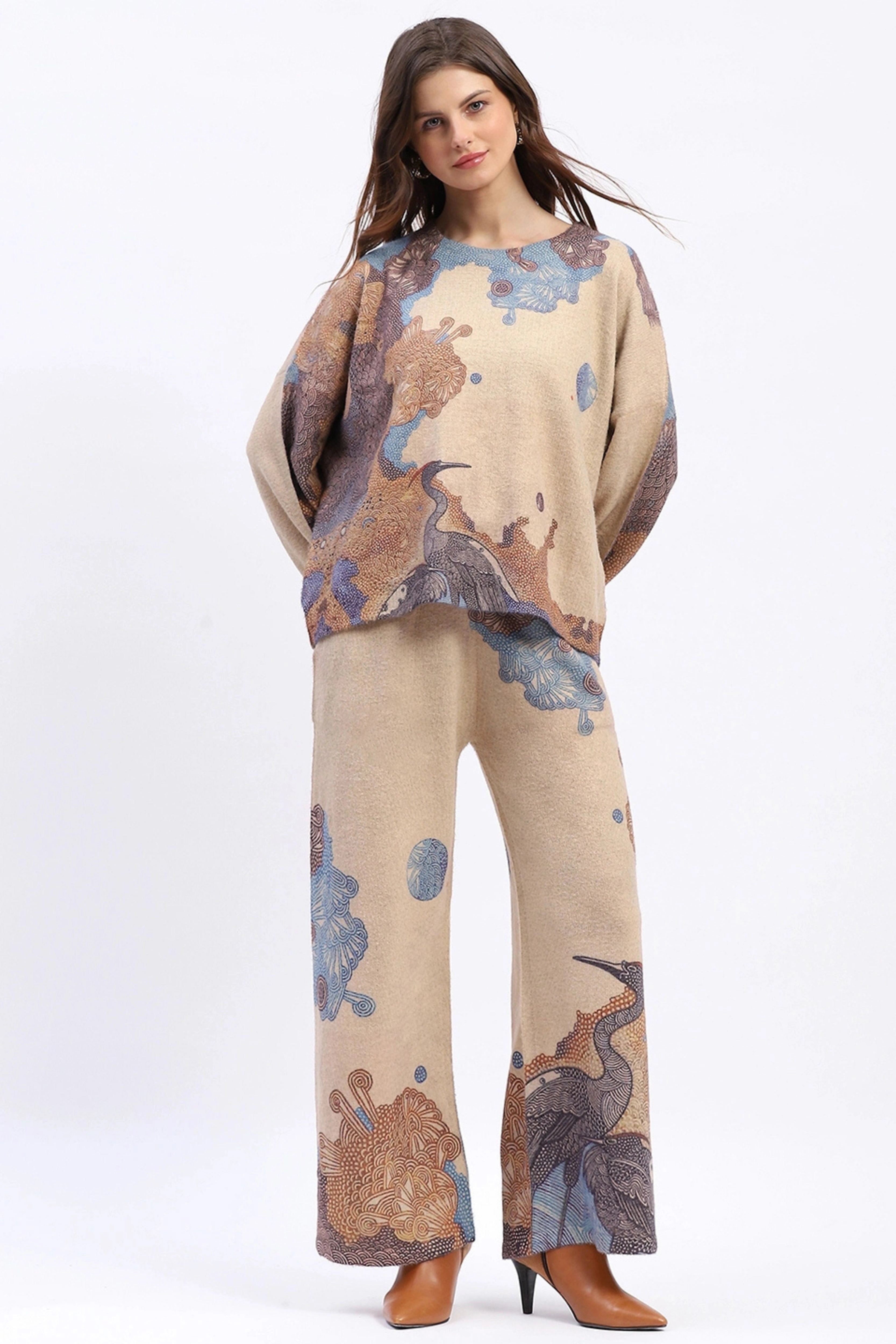 Abstract Print Loose-Fit Co-ord Set