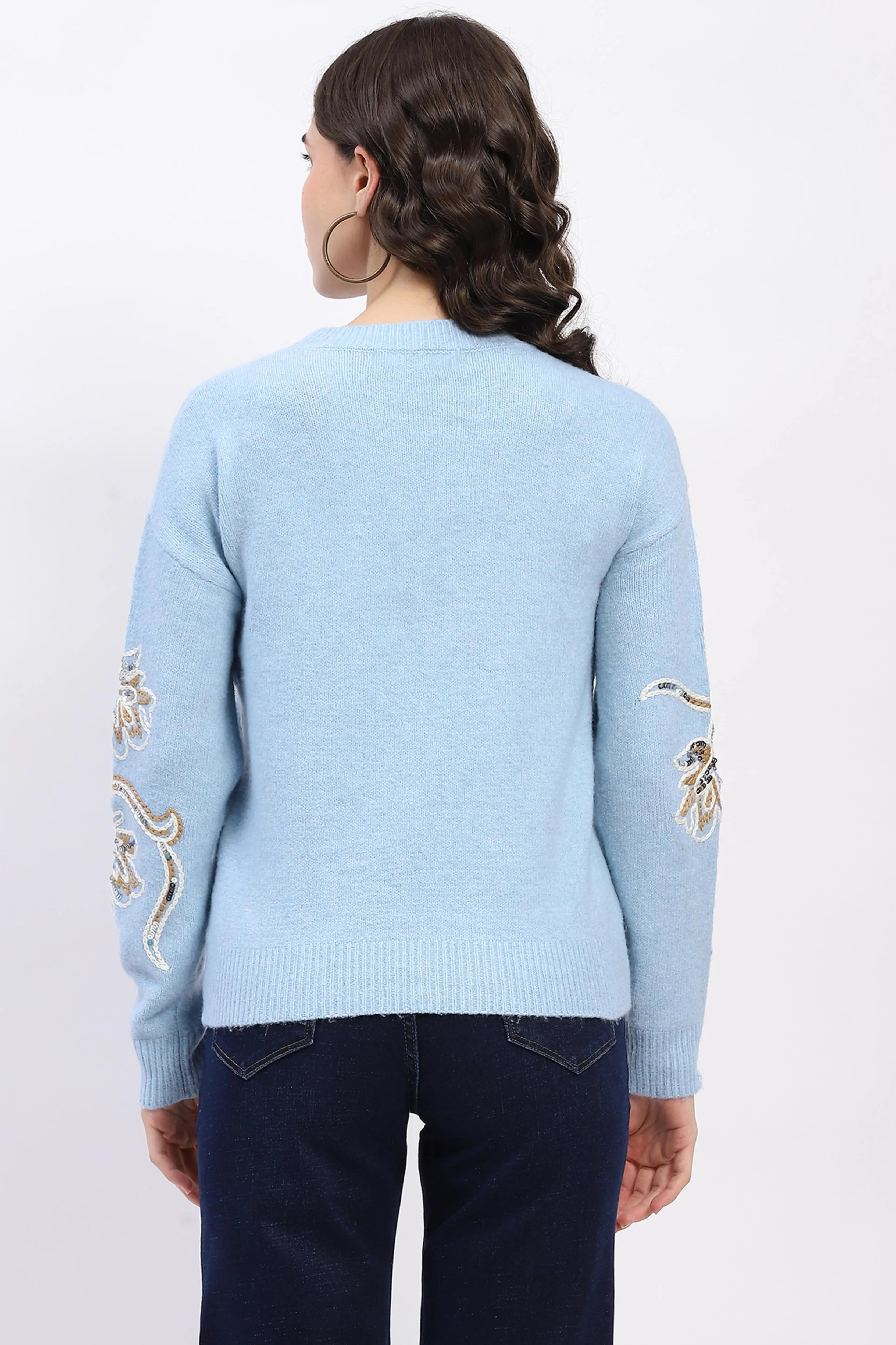 Floral Sequin Embroidered Pullover - Global Republic
