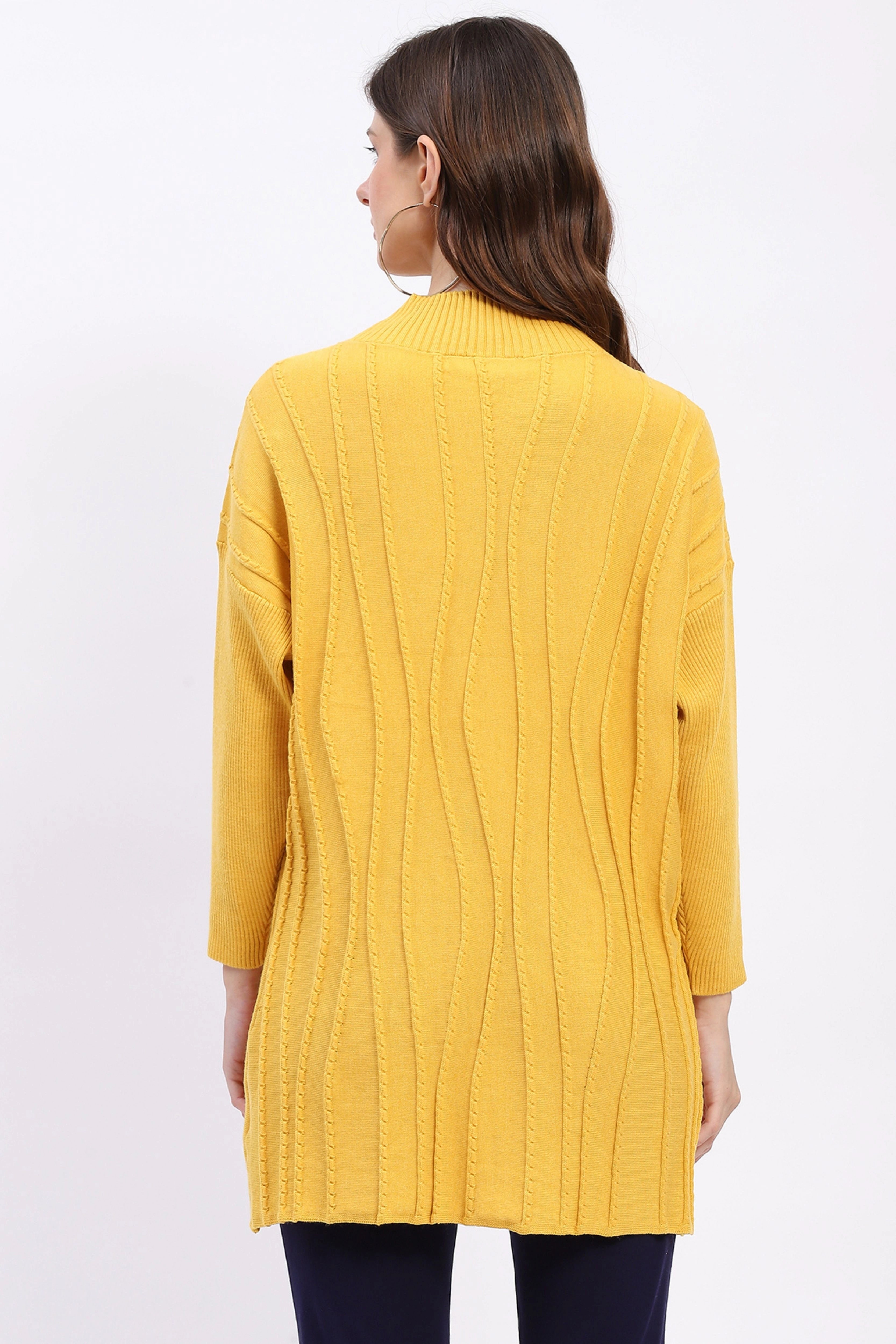 Textured High Neck Tunic Pullover - Global Republic
