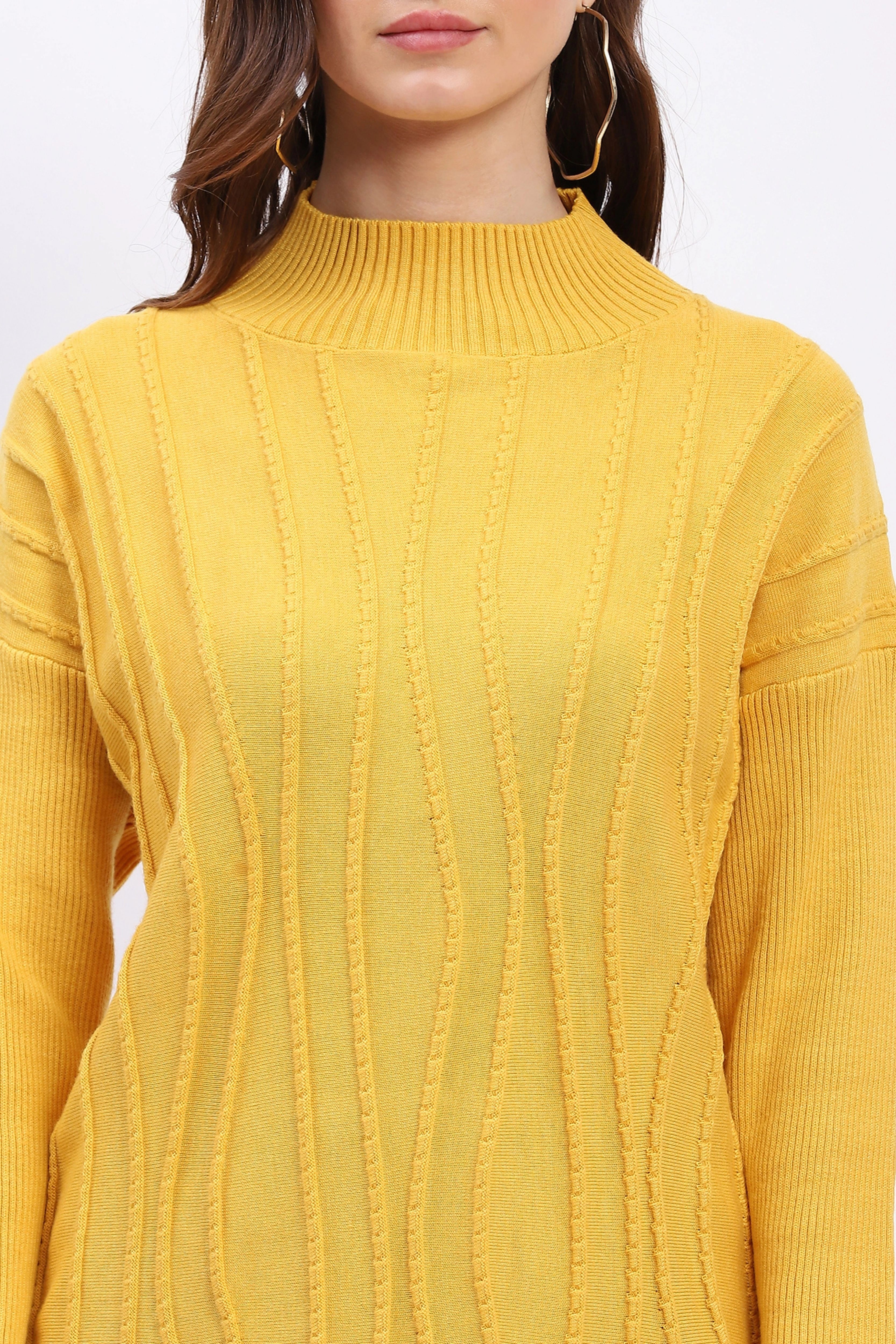 Textured High Neck Tunic Pullover - Global Republic