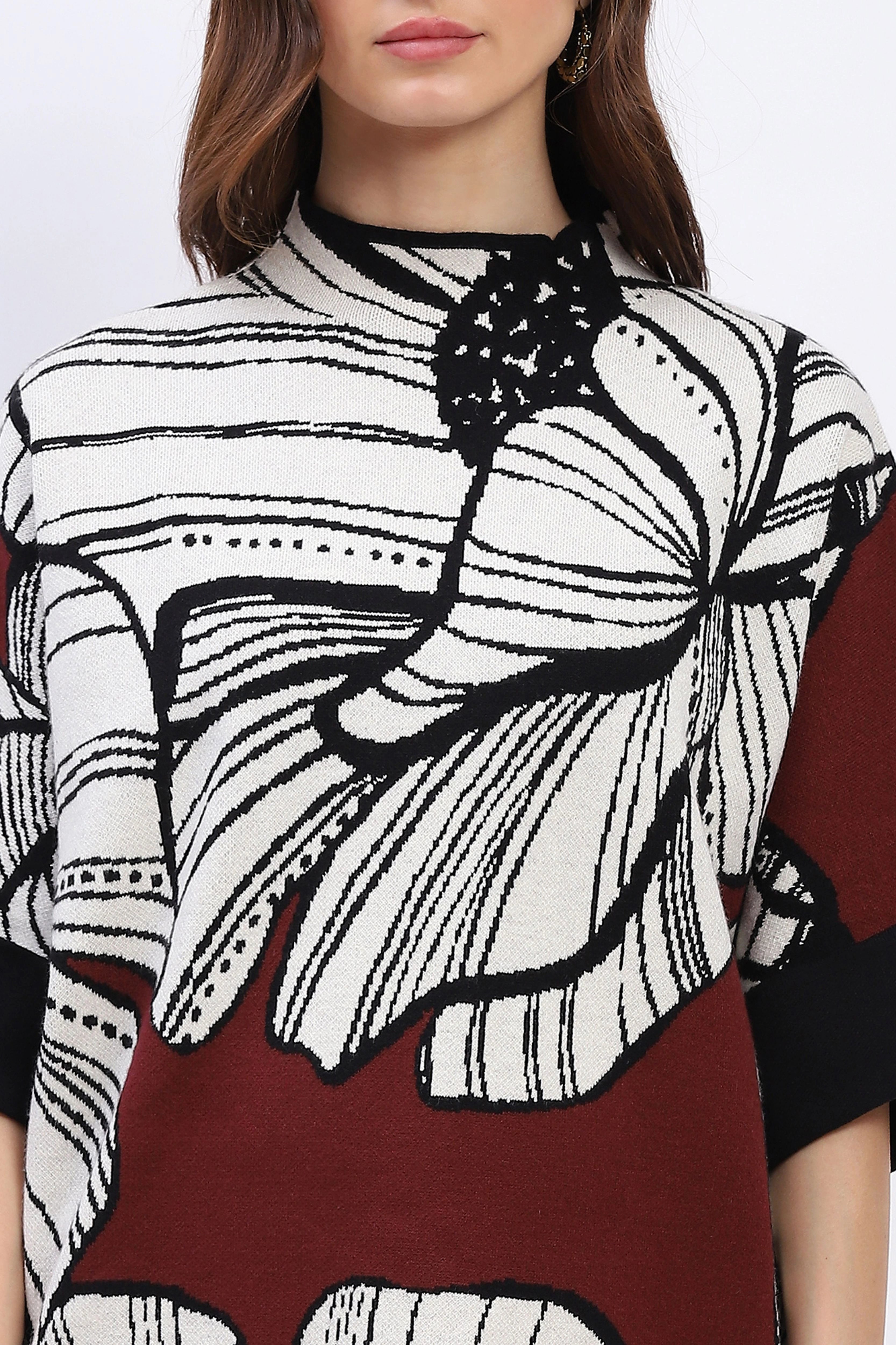 Abstract High Neck Pullover - Global Republic