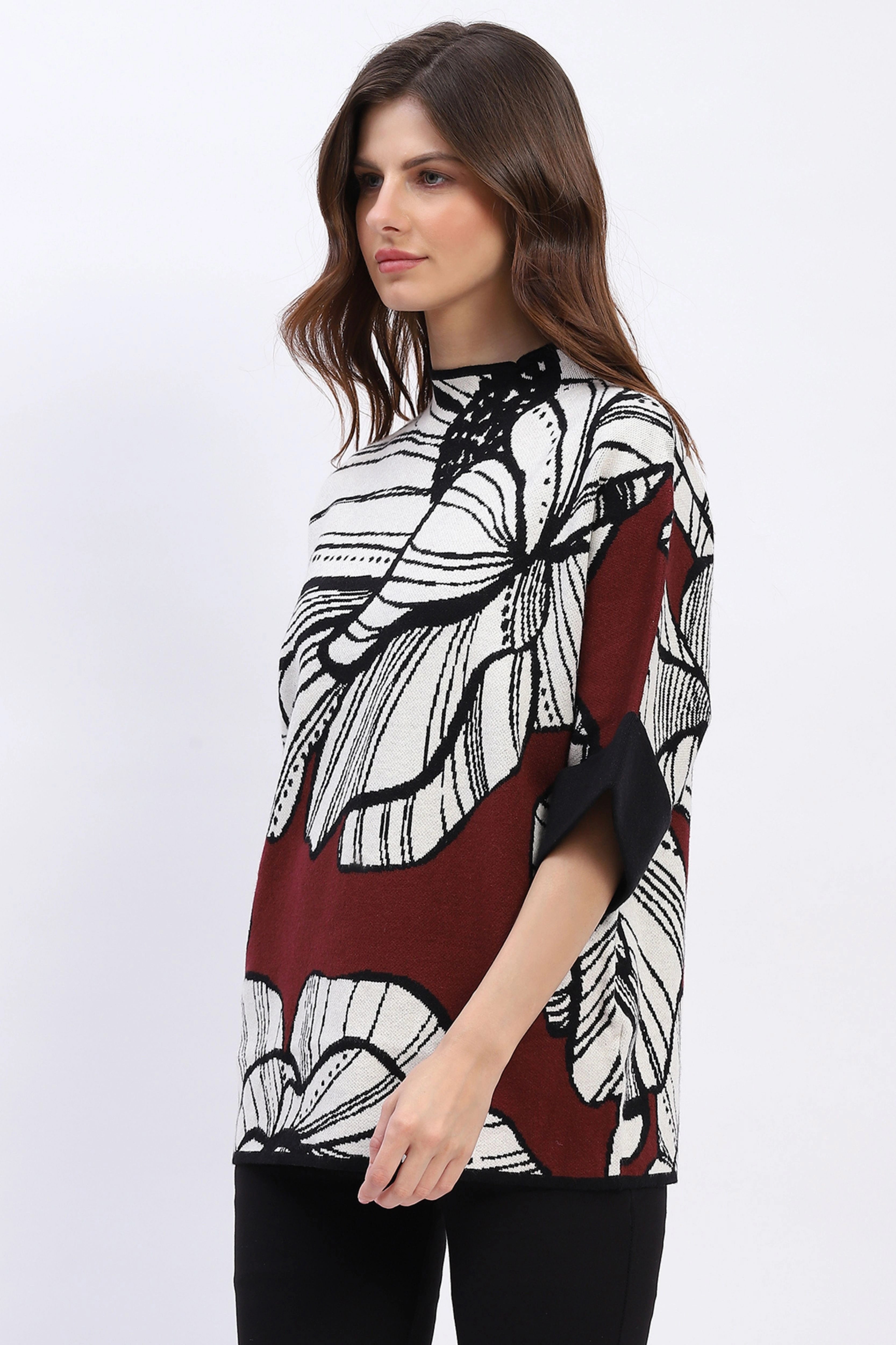 Abstract High Neck Pullover - Global Republic