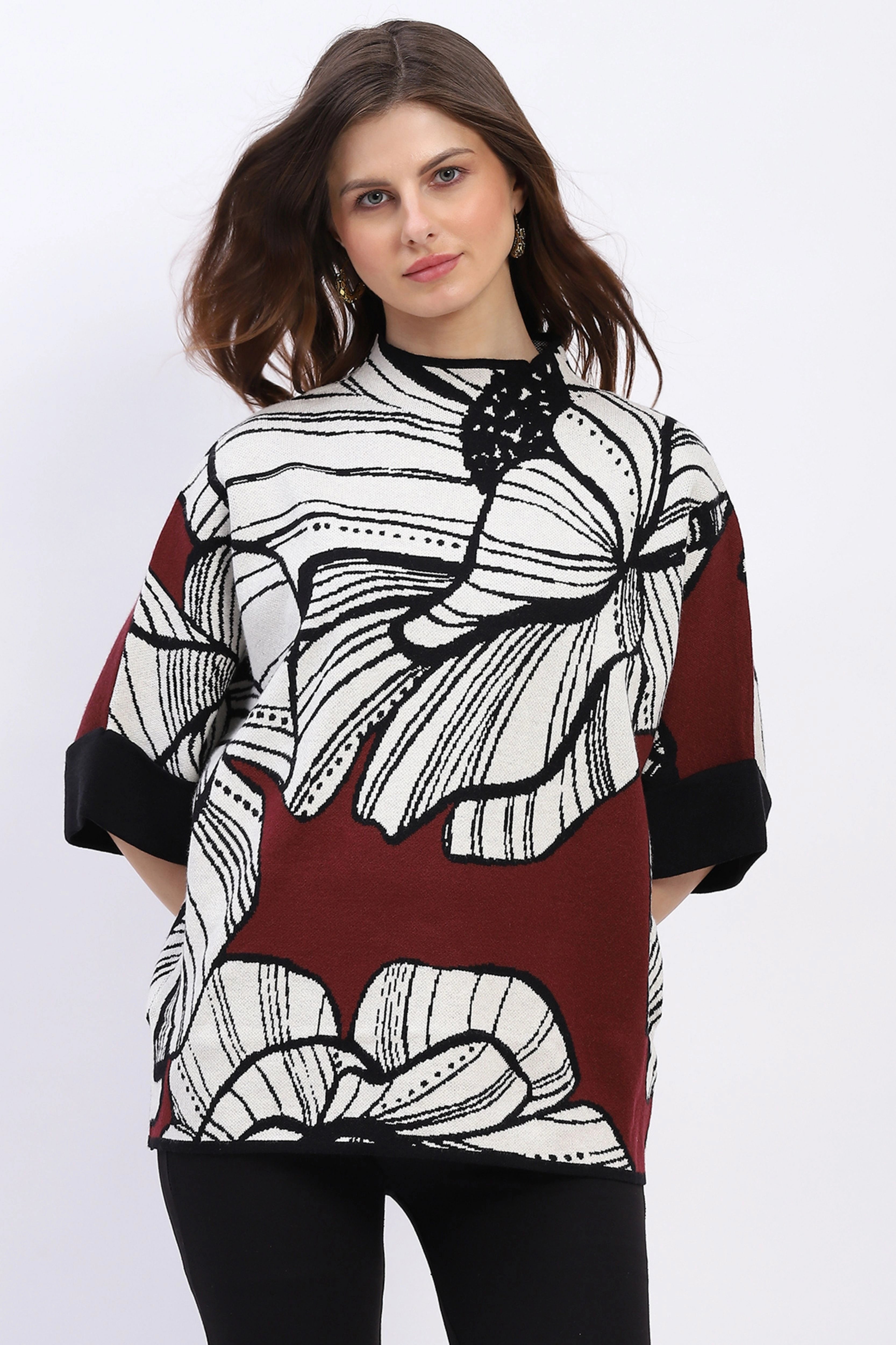 Abstract High Neck Pullover - Global Republic