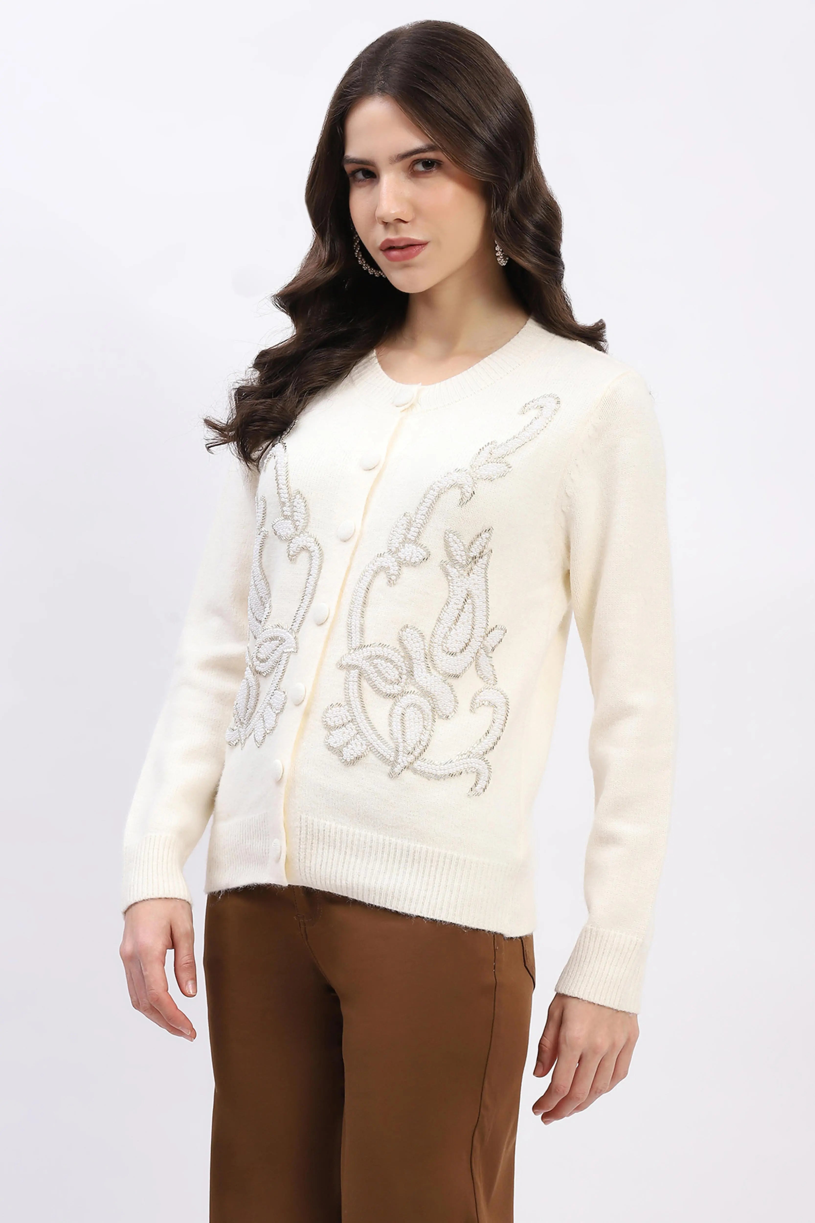 Embellished Wool-Blend Cardigan - Global Republic