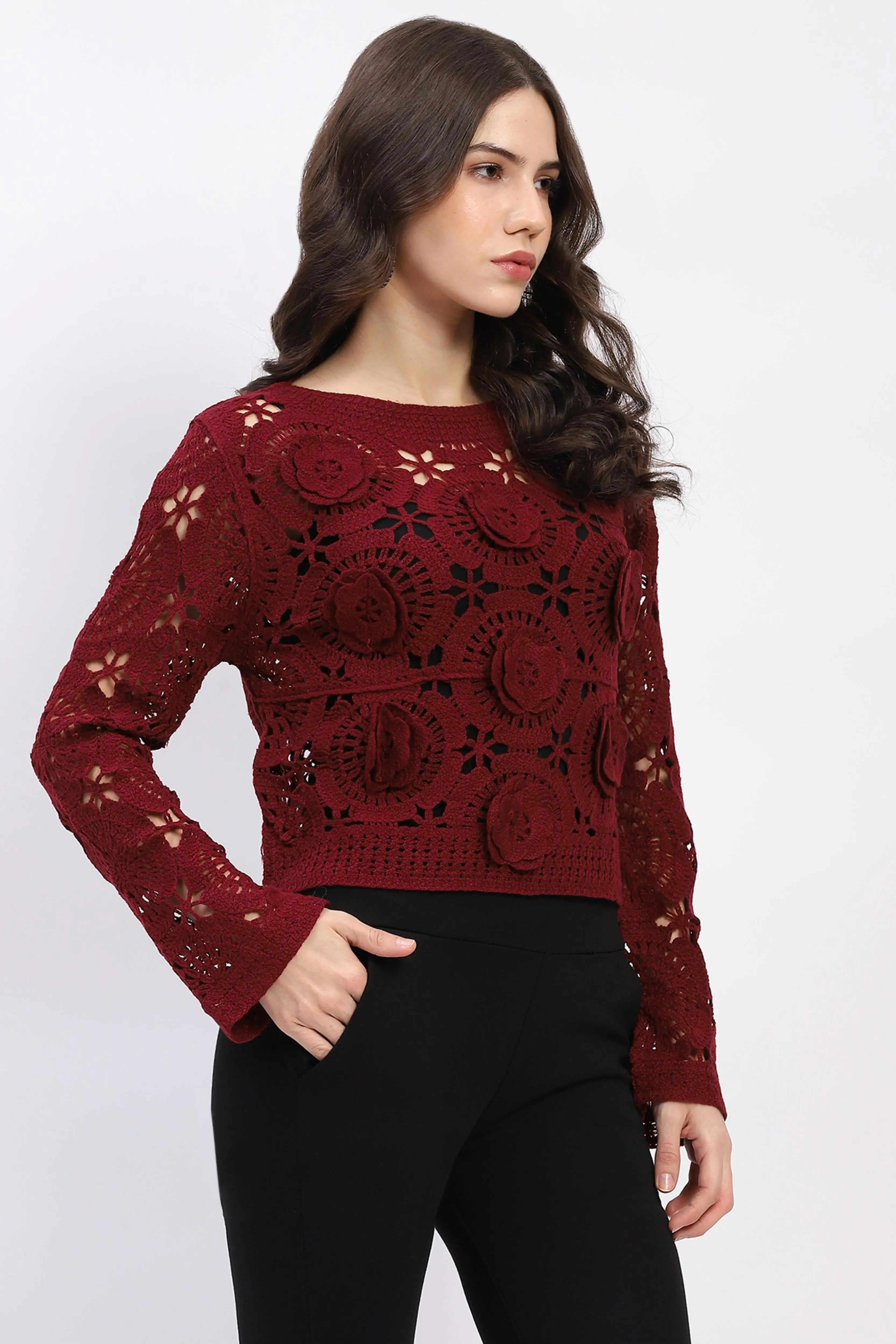 Floral Crochet Woven Top - Global Republic