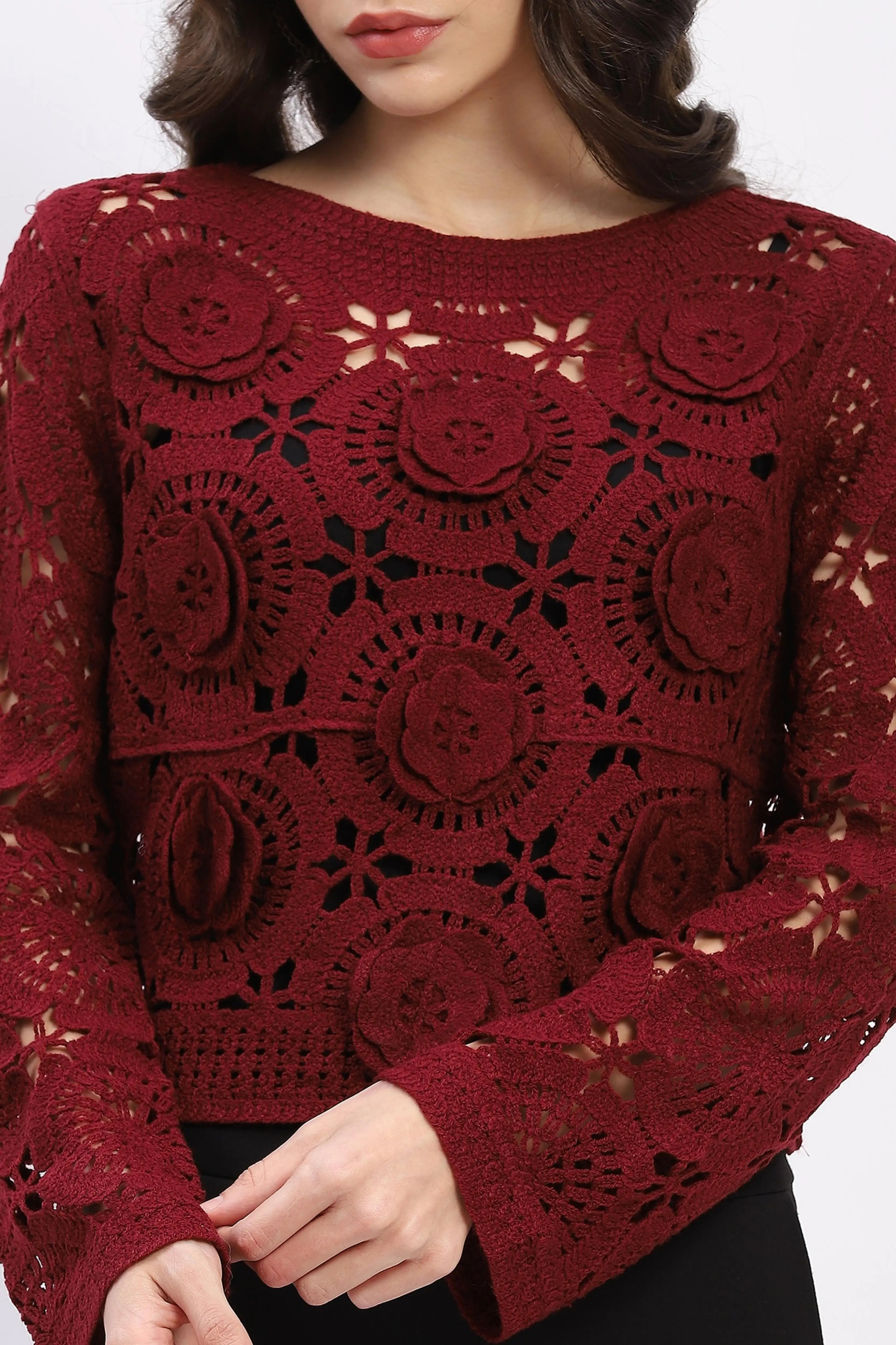 Floral Crochet Woven Top - Global Republic