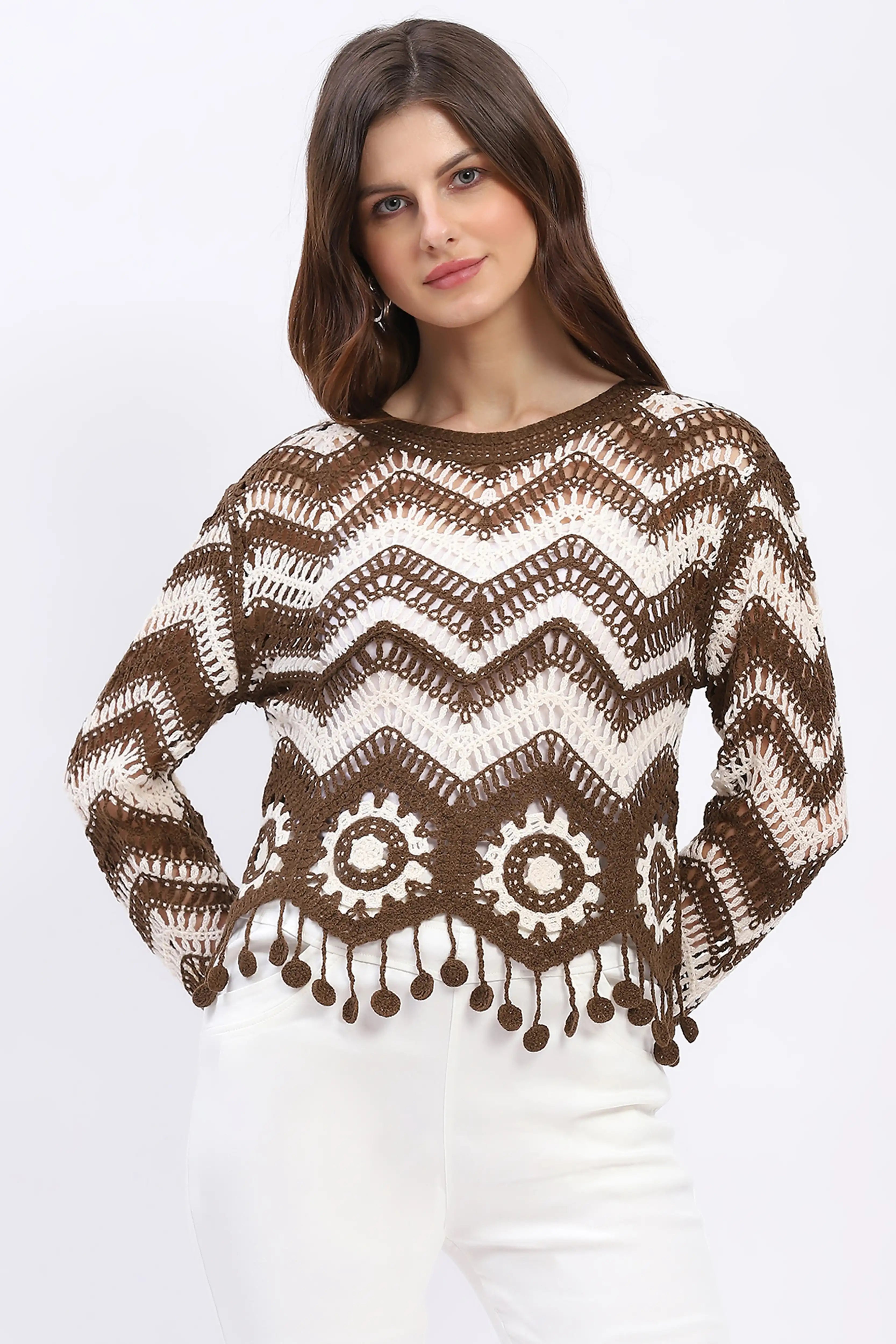 Chevron Woven Crochet Top