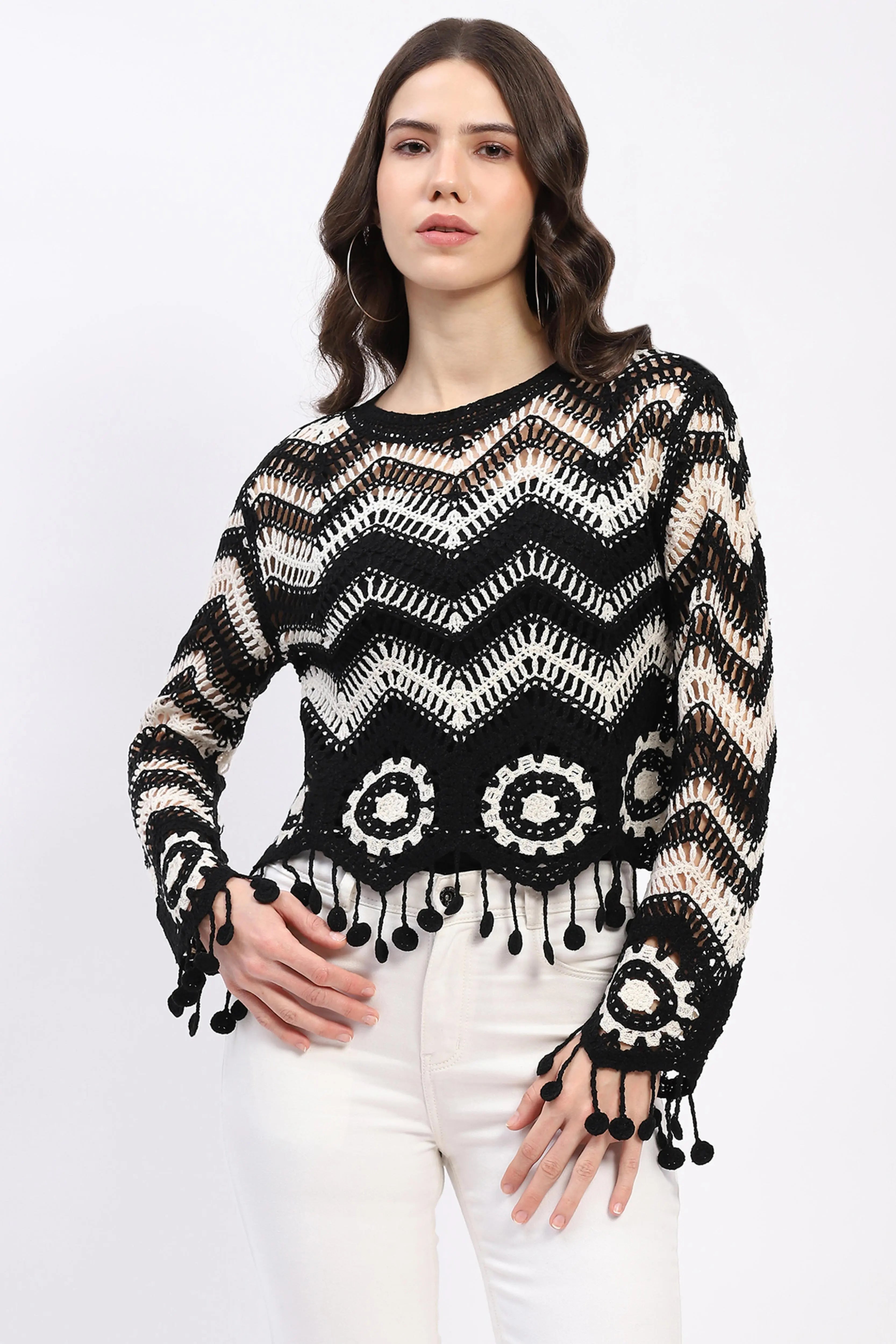 Chevron Woven Crochet Top - Global Republic