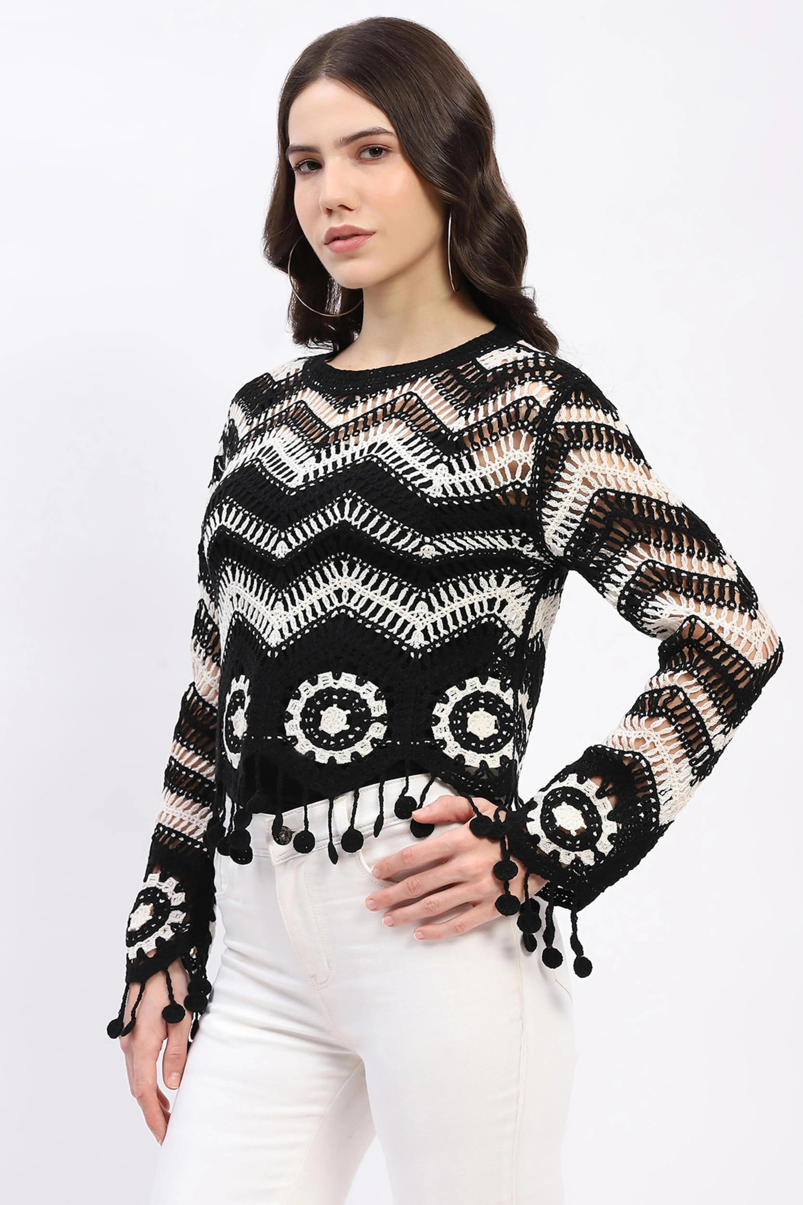 Chevron Woven Crochet Top - Global Republic