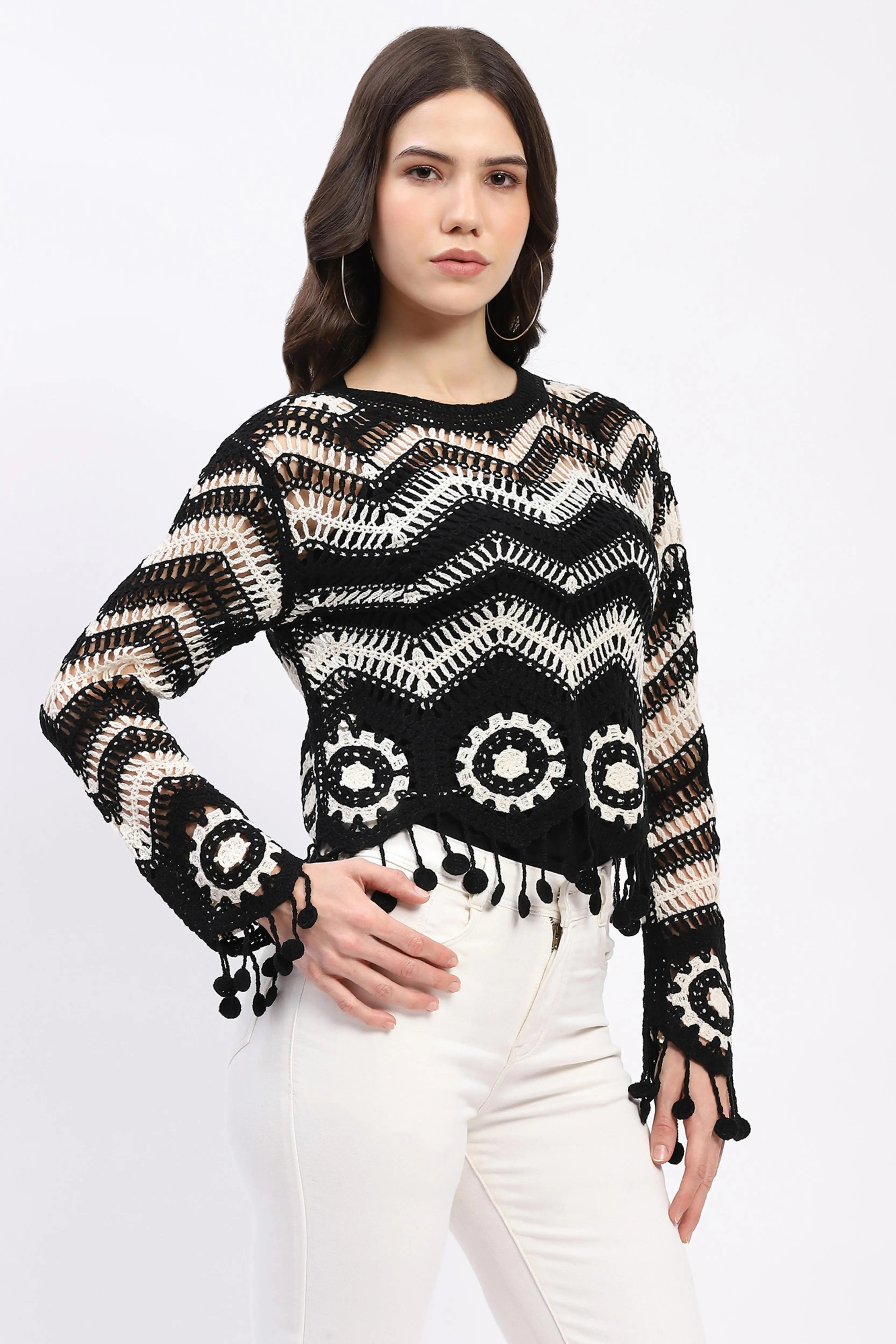 Chevron Woven Crochet Top - Global Republic