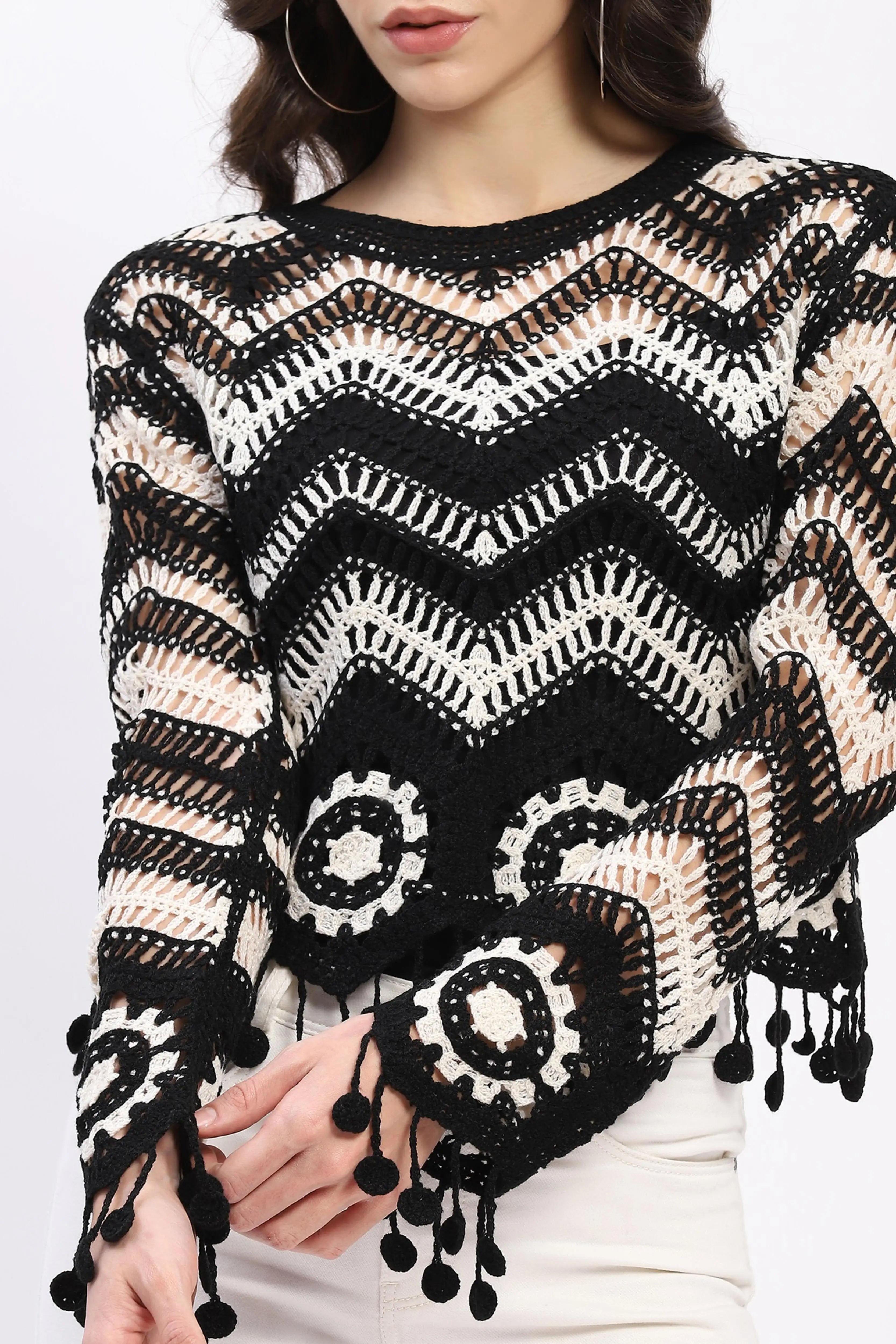 Chevron Woven Crochet Top - Global Republic