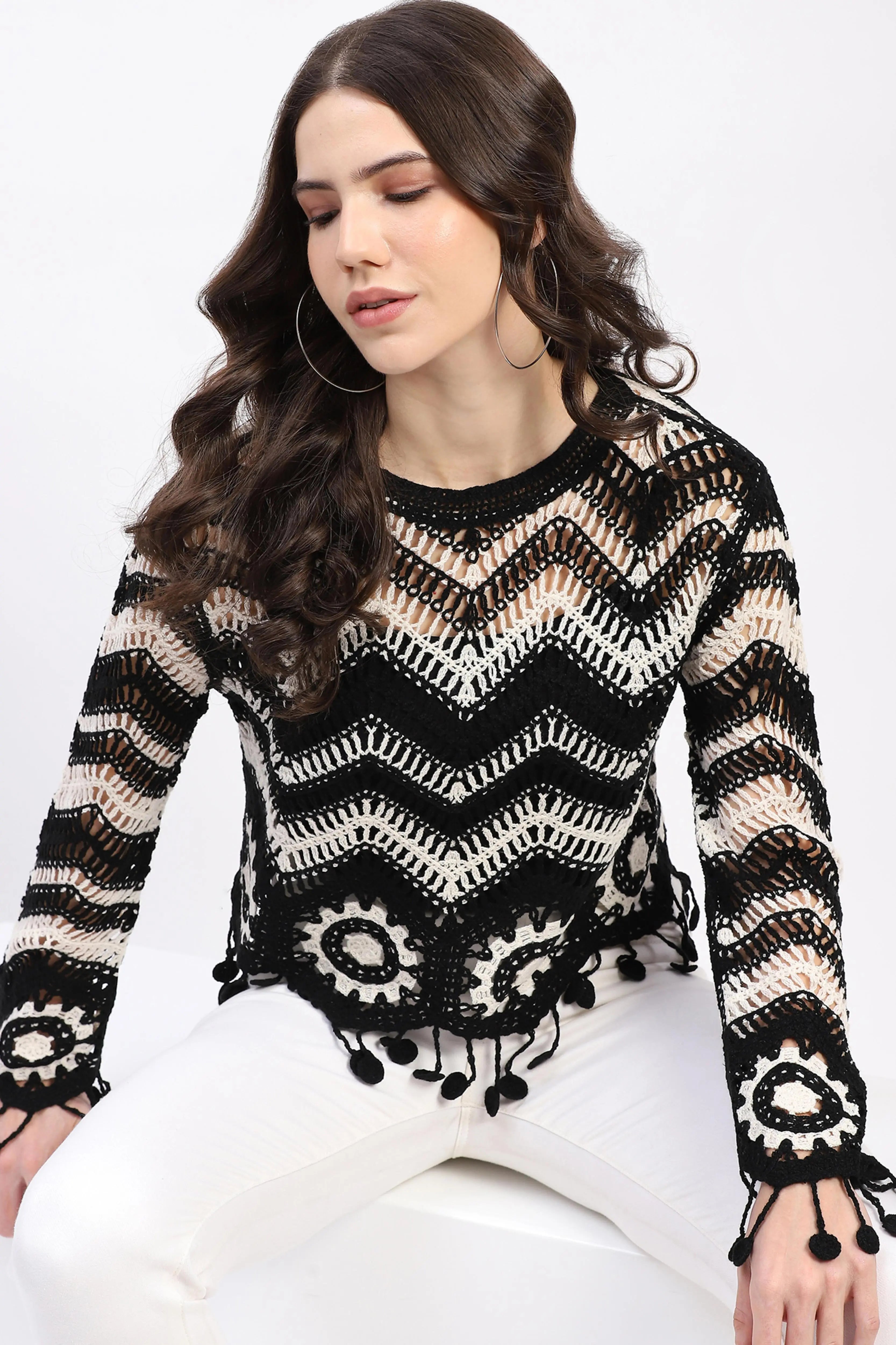 Chevron Woven Crochet Top - Global Republic
