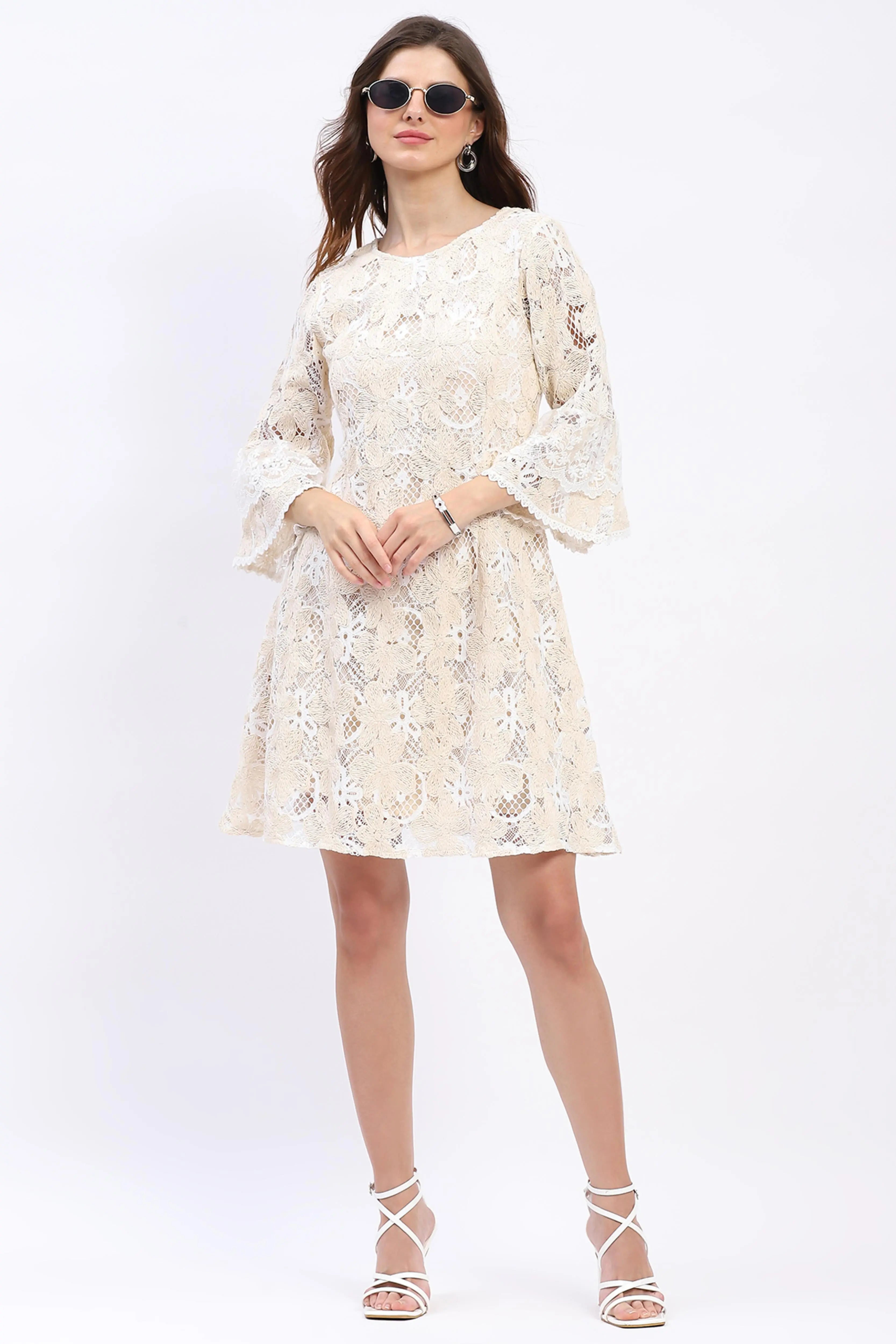 Floral Embroidered A-Line Dress - Global Republic