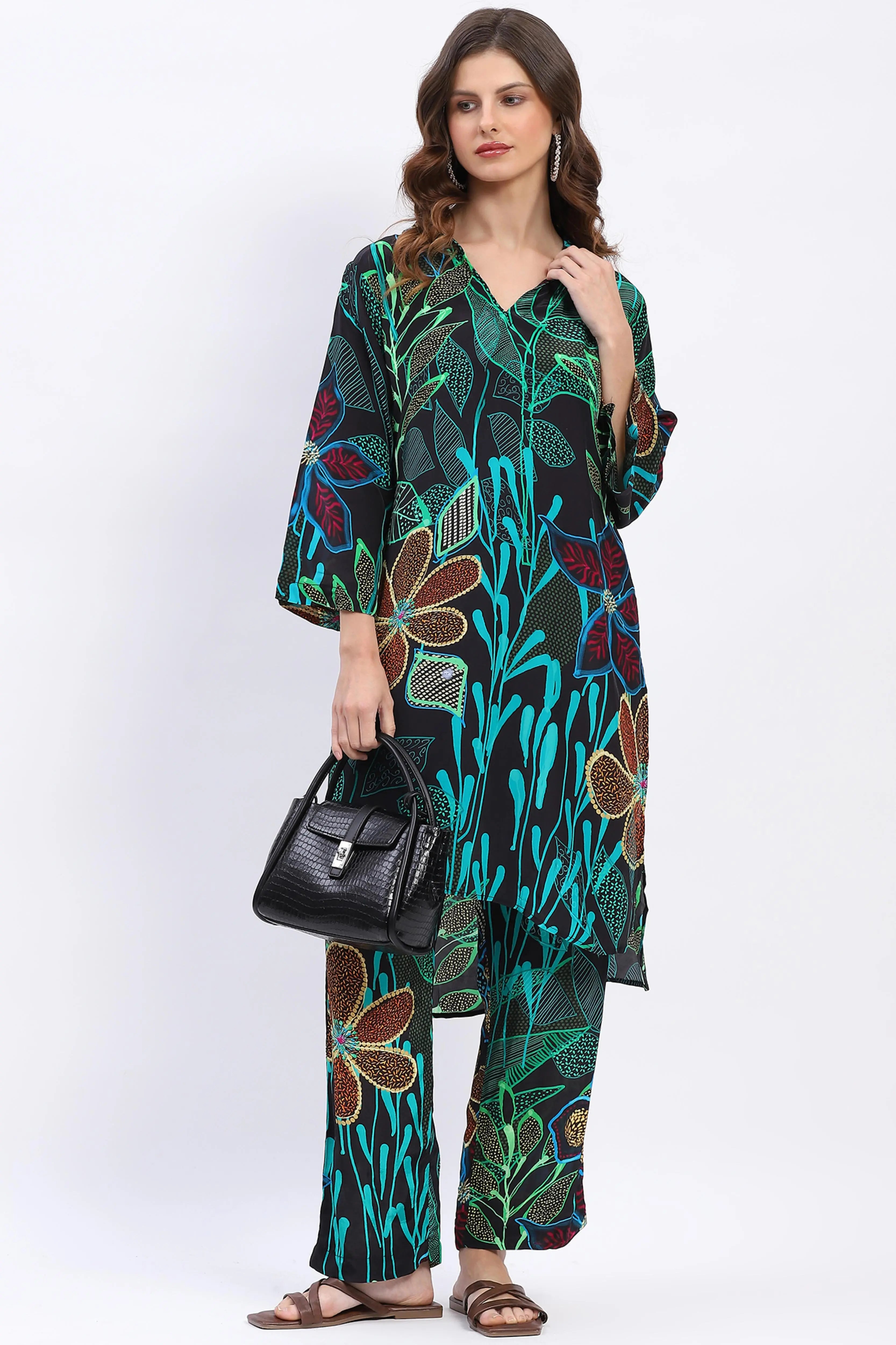 Tropical Print Muslin Kurta Set - Global Republic