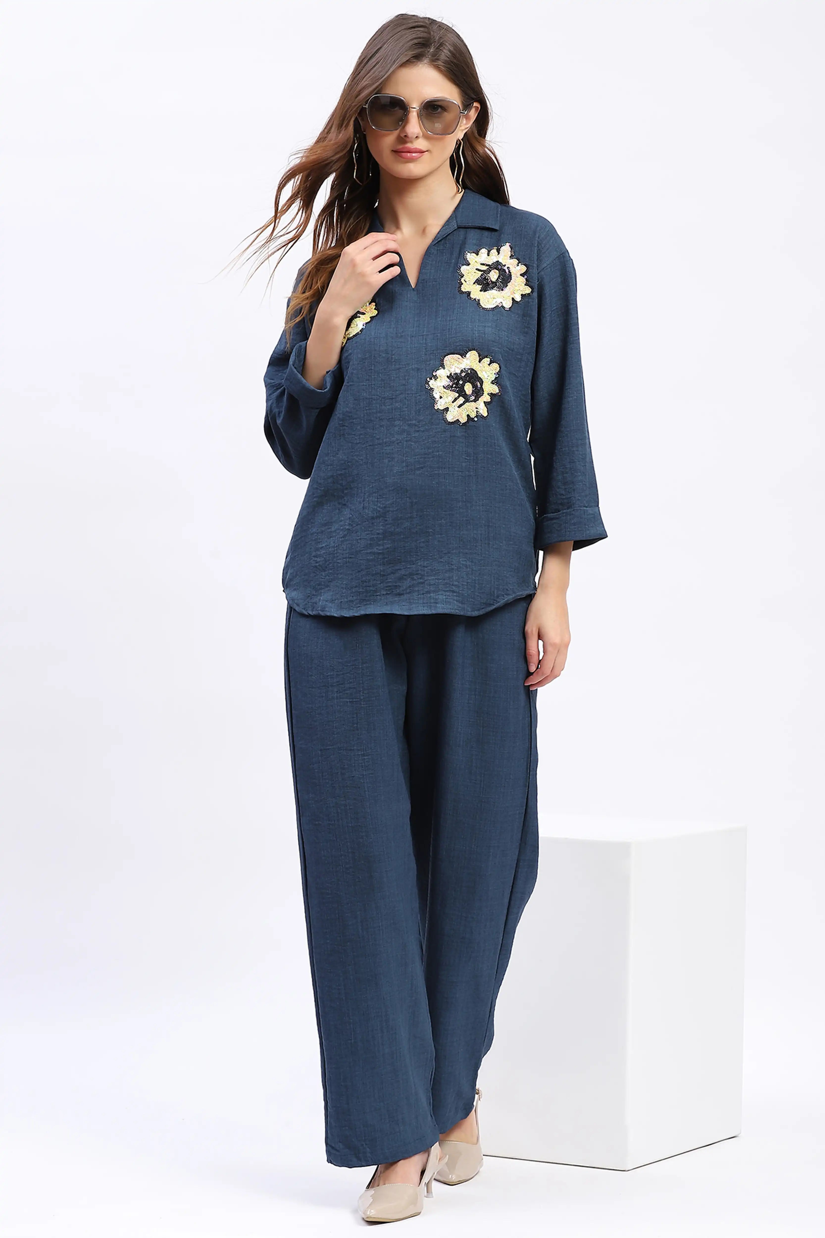 Floral Sequin Relaxed Co-ord Set