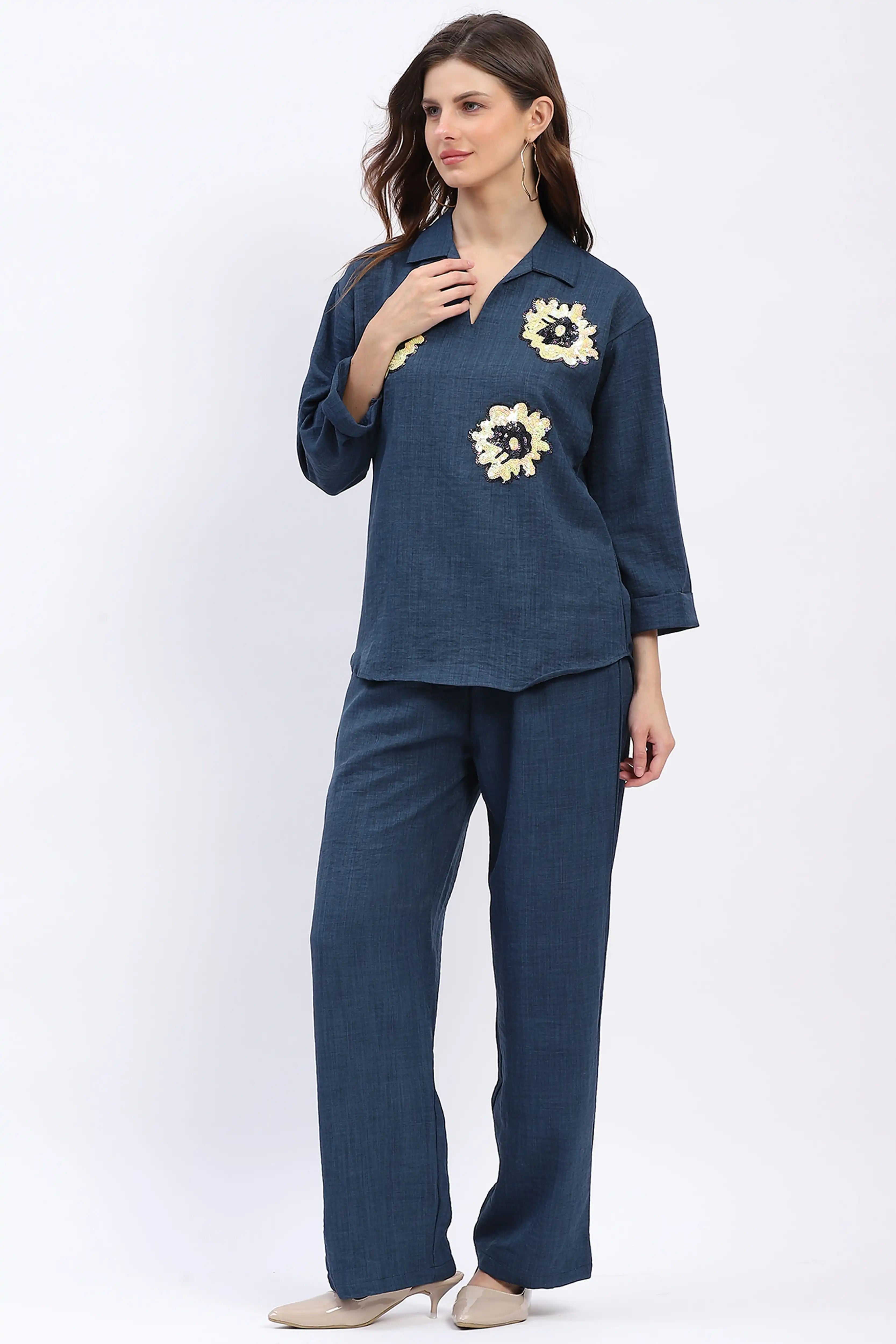 Floral Sequin Relaxed Co-ord Set