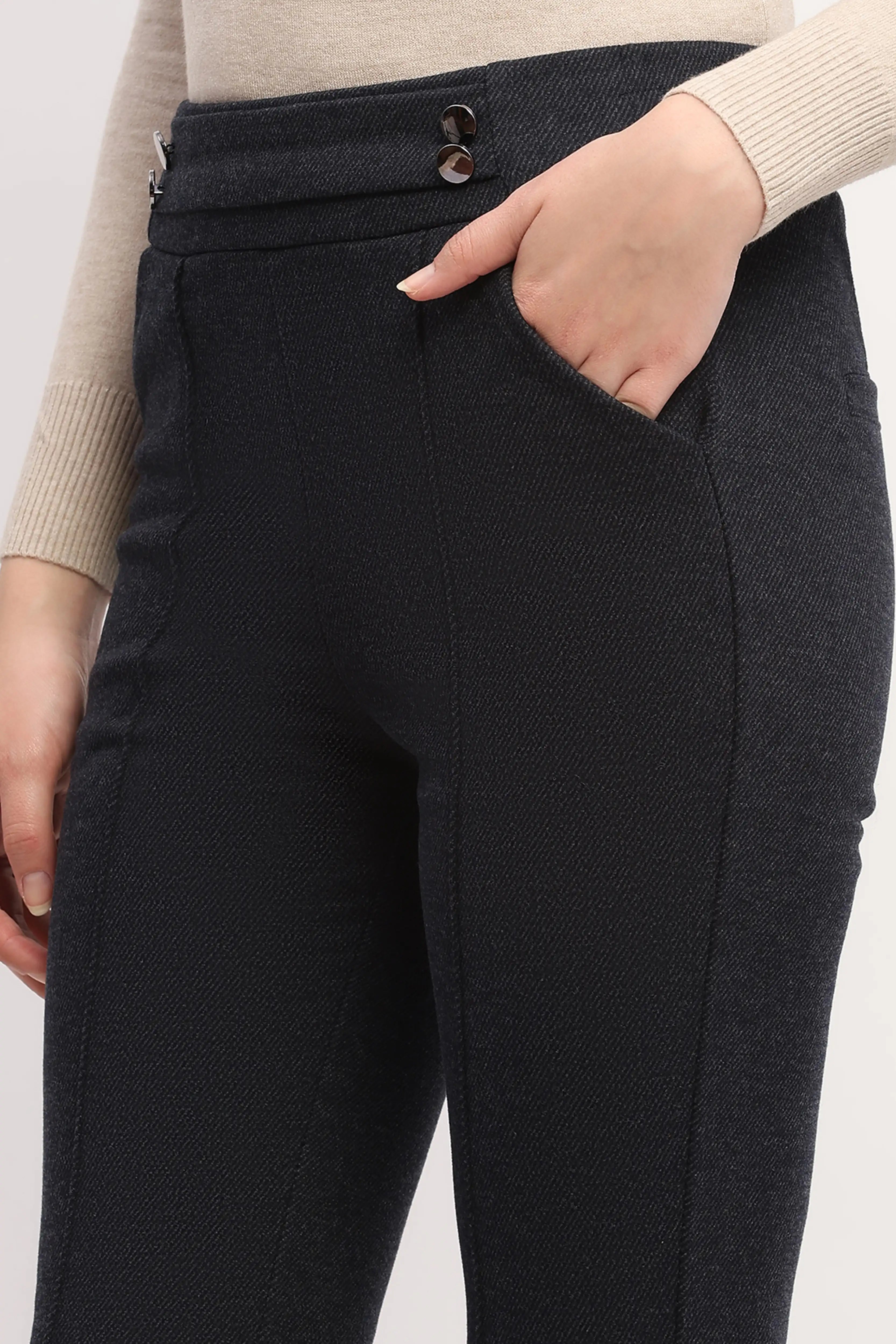 Grey Slim-Fit Bootcut Trousers