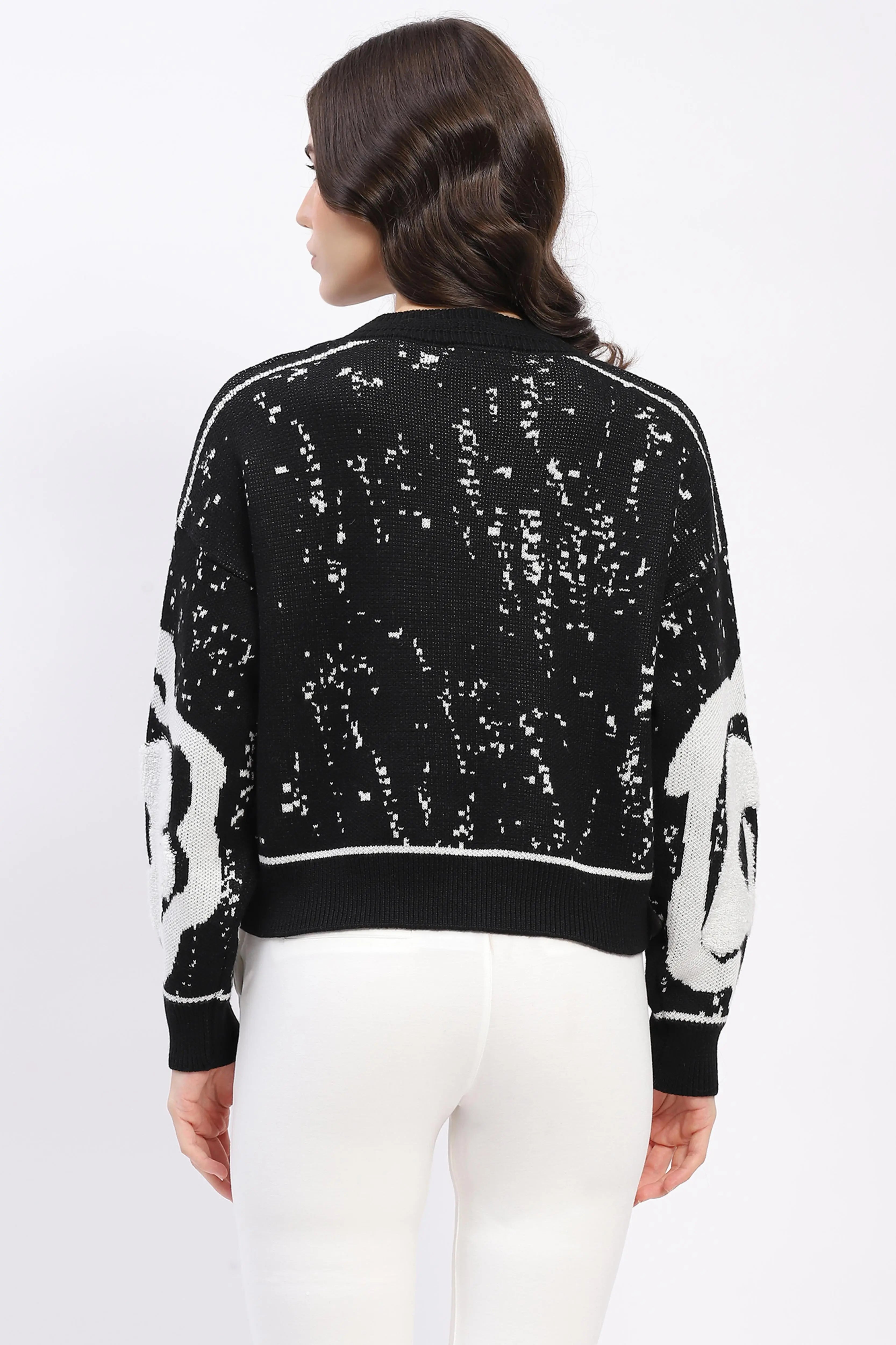 Monochrome Embellished Wool-Blend Pullover - Global Republic