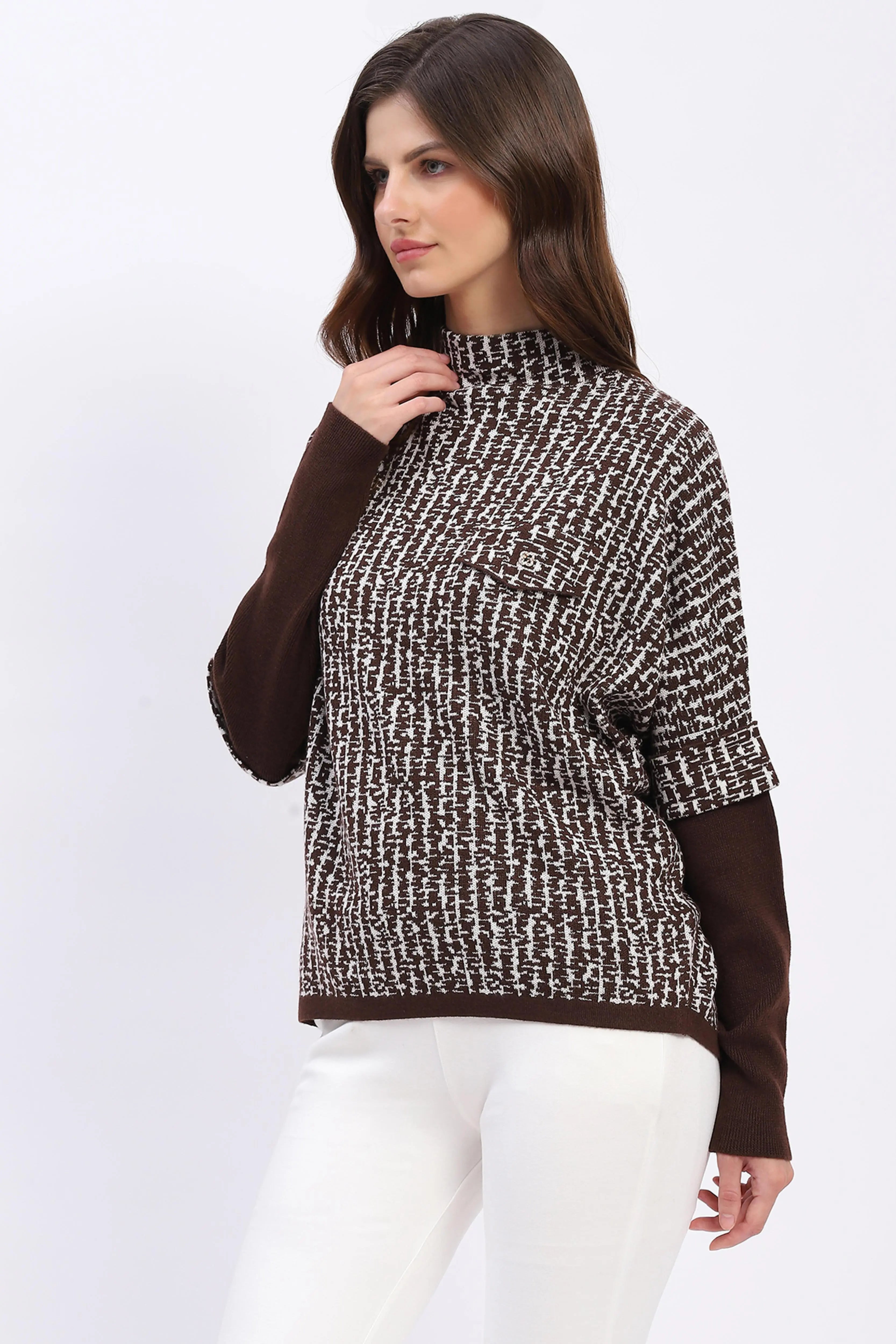 Batwing Sleeve Wool-Blend Pullover - Global Republic