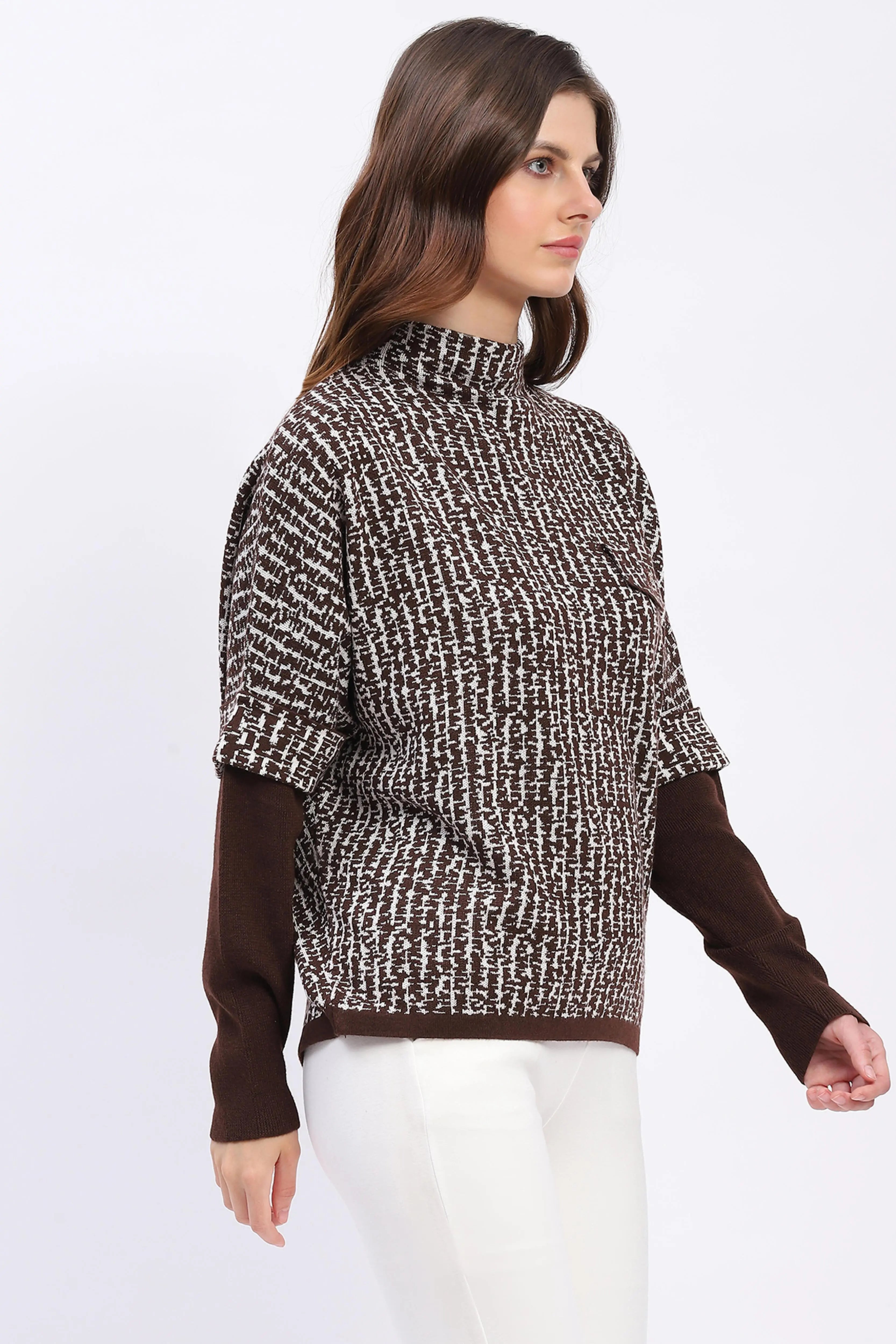 Batwing Sleeve Wool-Blend Pullover - Global Republic